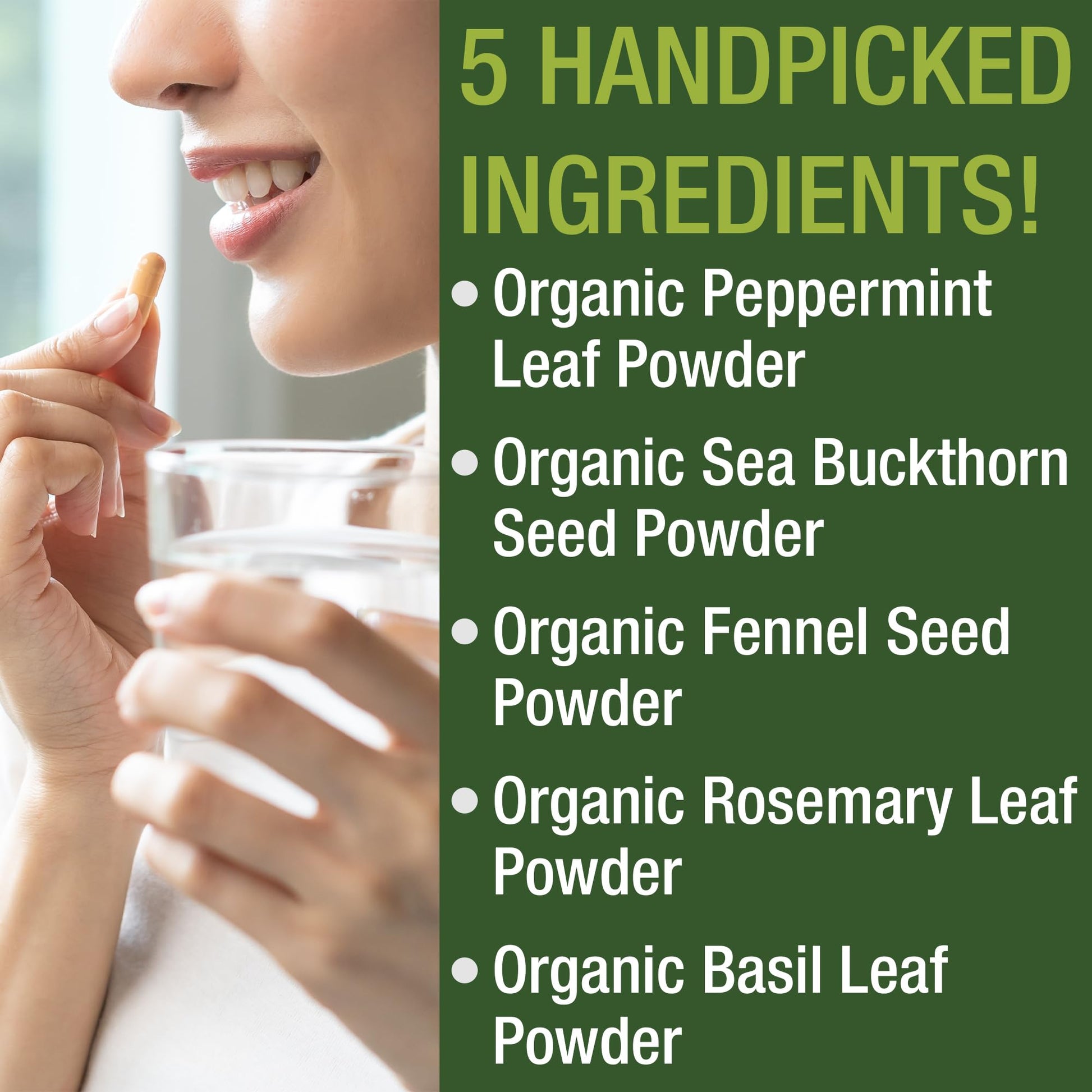 USDA Organic IBS Capsules for Relief, Ingestion, Bloating, Gas. Irritable Bowel Supplement with 5 Handpicked Organic Ingredients. Peppermint Oil, Sea Buckthorn, Fennel Seed, Rosemary Leaf, Basil Leaf Peak Performance uk supplements