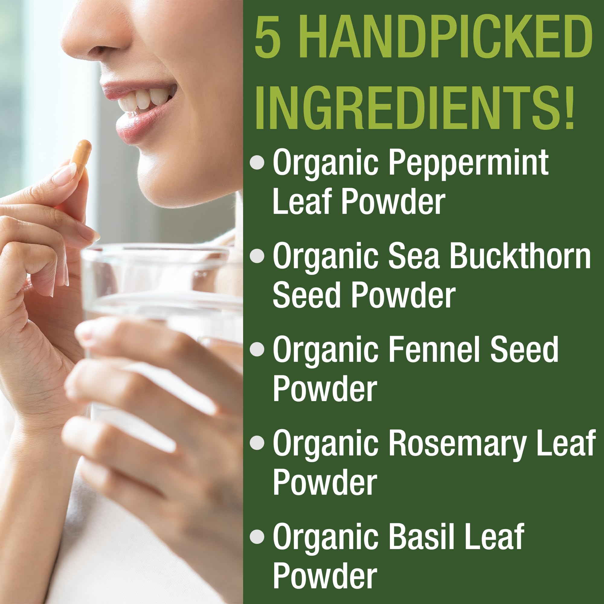 USDA Organic IBS Capsules for Relief, Ingestion, Bloating, Gas. Irritable Bowel Supplement with 5 Handpicked Organic Ingredients. Peppermint Oil, Sea Buckthorn, Fennel Seed, Rosemary Leaf, Basil Leaf Peak Performance uk supplements