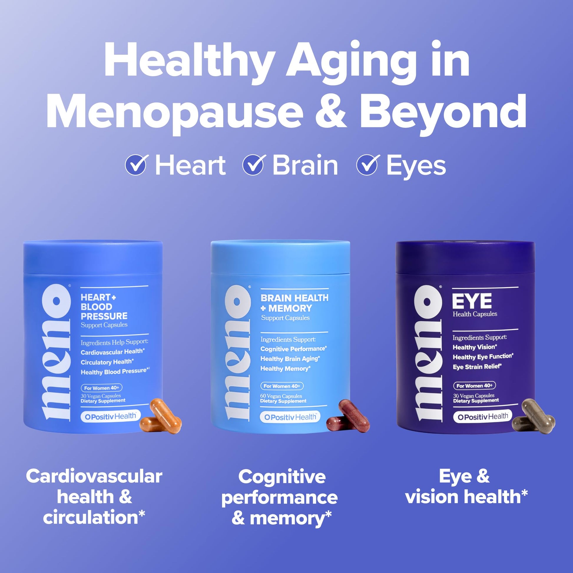 O Positiv MENO Heart + Blood Pressure Support Capsules – Daily Support for Healthy Circulation, Stress Management & Blood Pressure – with CoQ10, Beets, Pine Bark & Saffron – 30 Servings O Positiv uk supplements