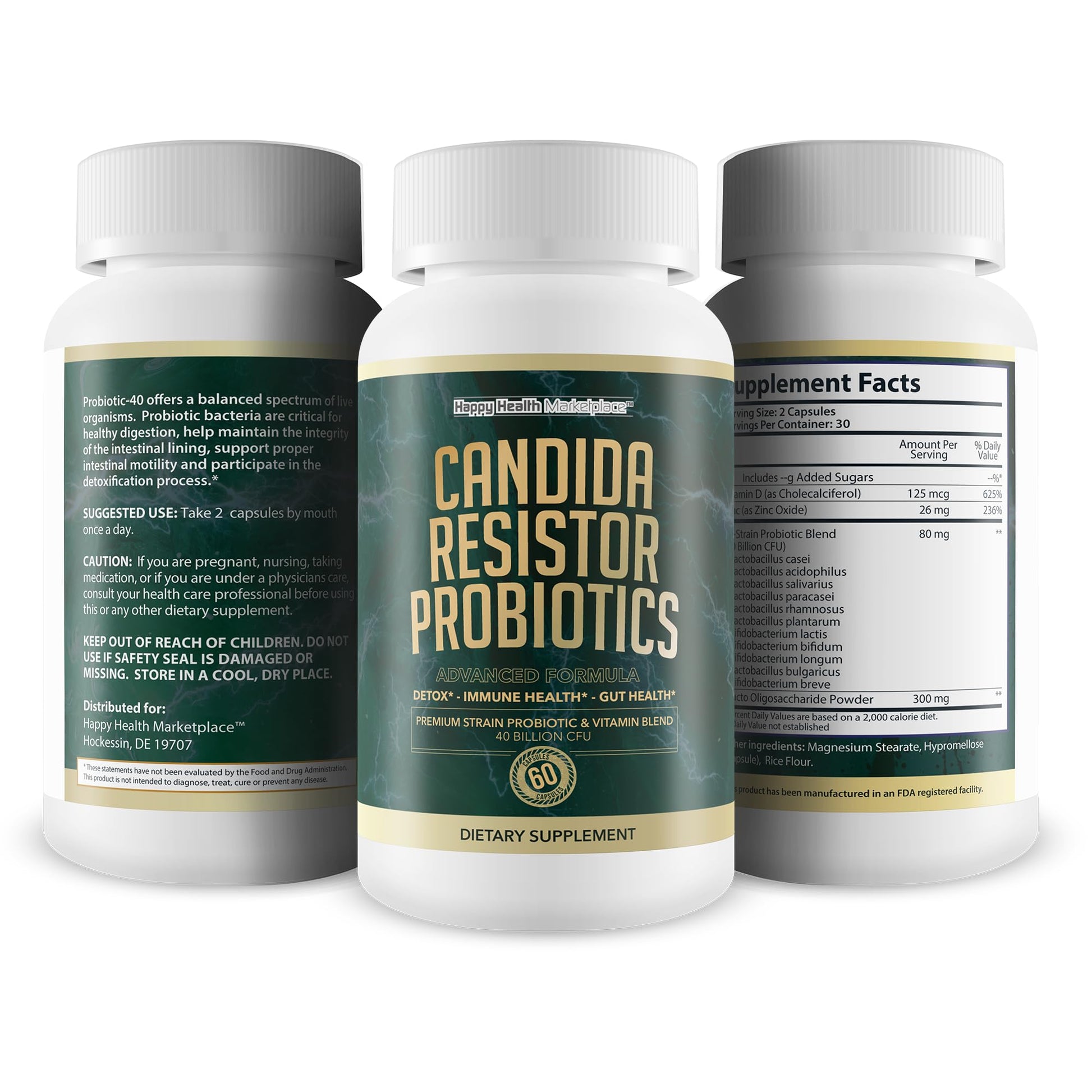 Candida Resistor Probiotics - Our Best Candida Support Capsules - Our Pills for Candida Happy Health Marketplace uk supplements