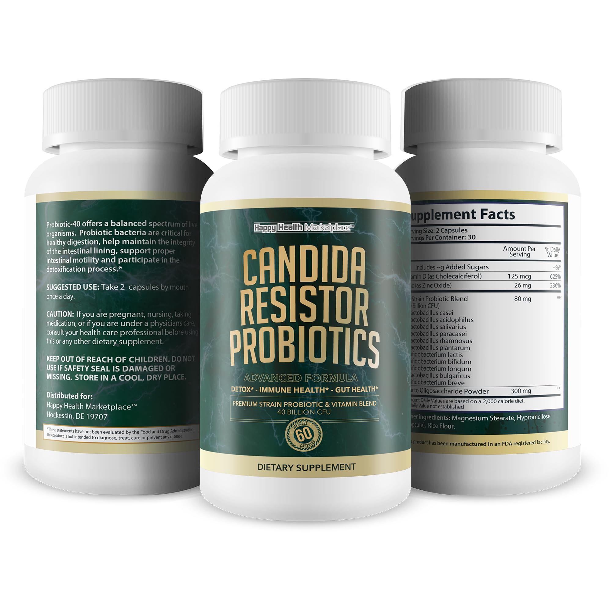 Candida Resistor Probiotics - Our Best Candida Support Capsules - Our Pills for Candida Happy Health Marketplace uk supplements