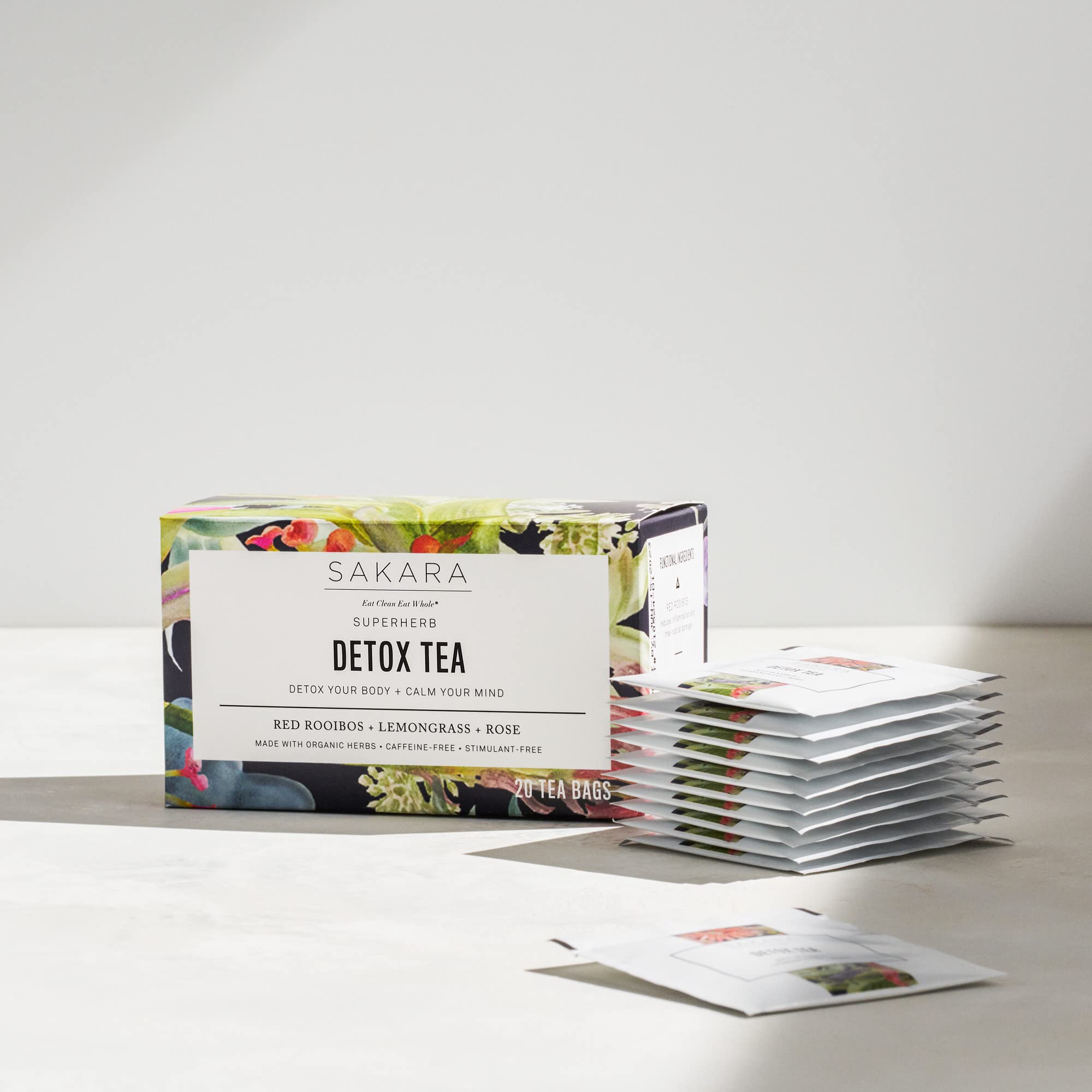 Sakara Detox Tea - Herbal Tea with Rose Petals, Lemon Peel, Lemongrass, & Rooibos SAKARA uk supplements