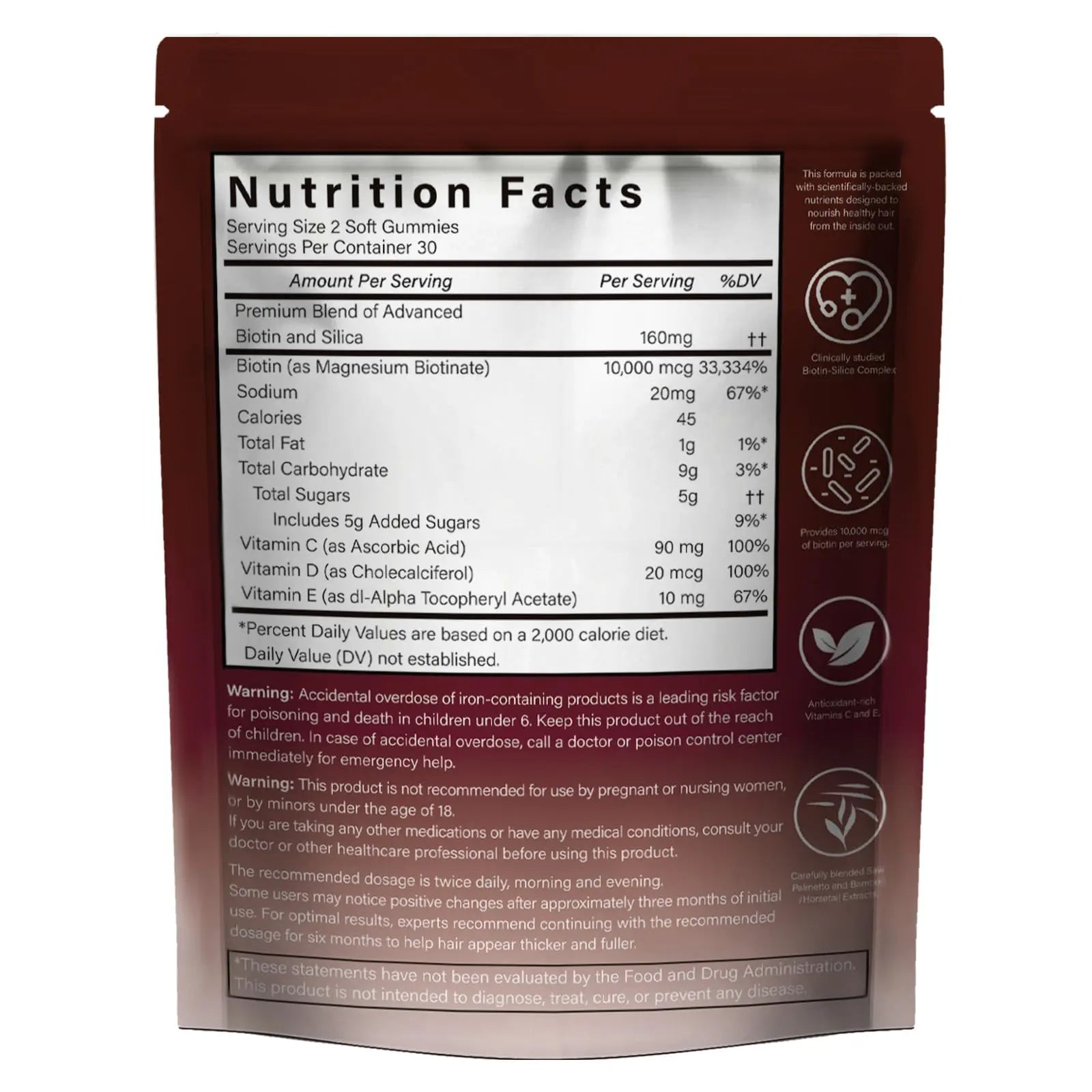 GENGGUI Hair Growth Gummies for Women - Hair Vitamins with Biotin & Silica for Faster Growth - Hair Growth Accelerator Supplement GENGGUI uk supplements