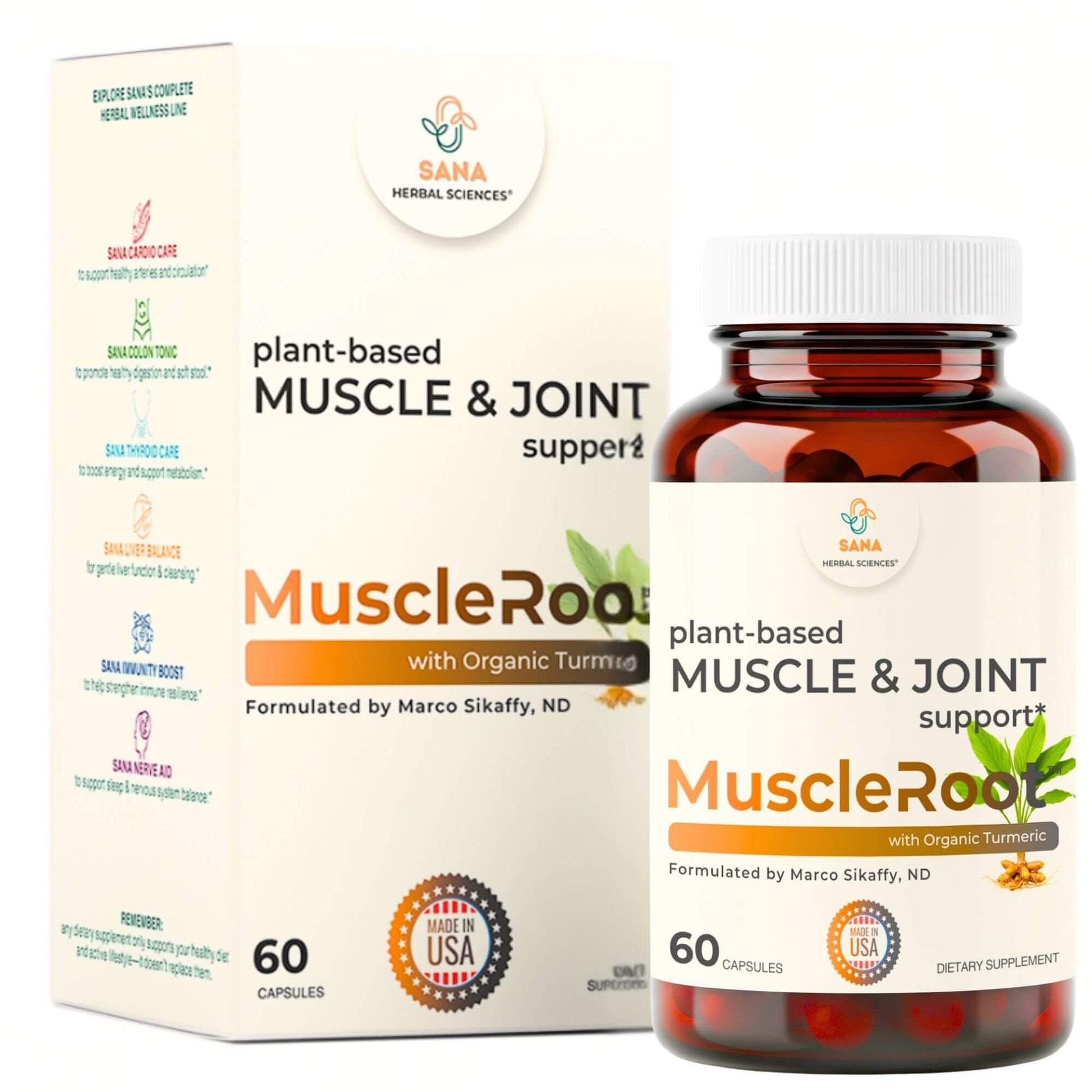 Muscle & Joint Support Supplement – Botanical Formula for Healthy Inflammatory Response | 6 Research-Backed Botanicals | Organic Turmeric | 60 Capsules | Sana Herbal Sana Herbal Sciences uk supplements