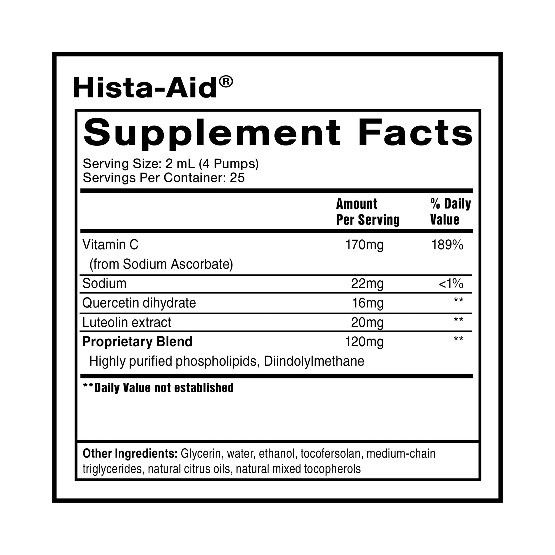 Quicksilver Scientific Nanoemulsified Hista-Aid - Flavonoids to Help Maintain Healthy Histamine Levels - Liposomal Vitamin C, DIM, Luteolin & Quercetin Liquid (50ml) Quicksilver Scientific uk supplements
