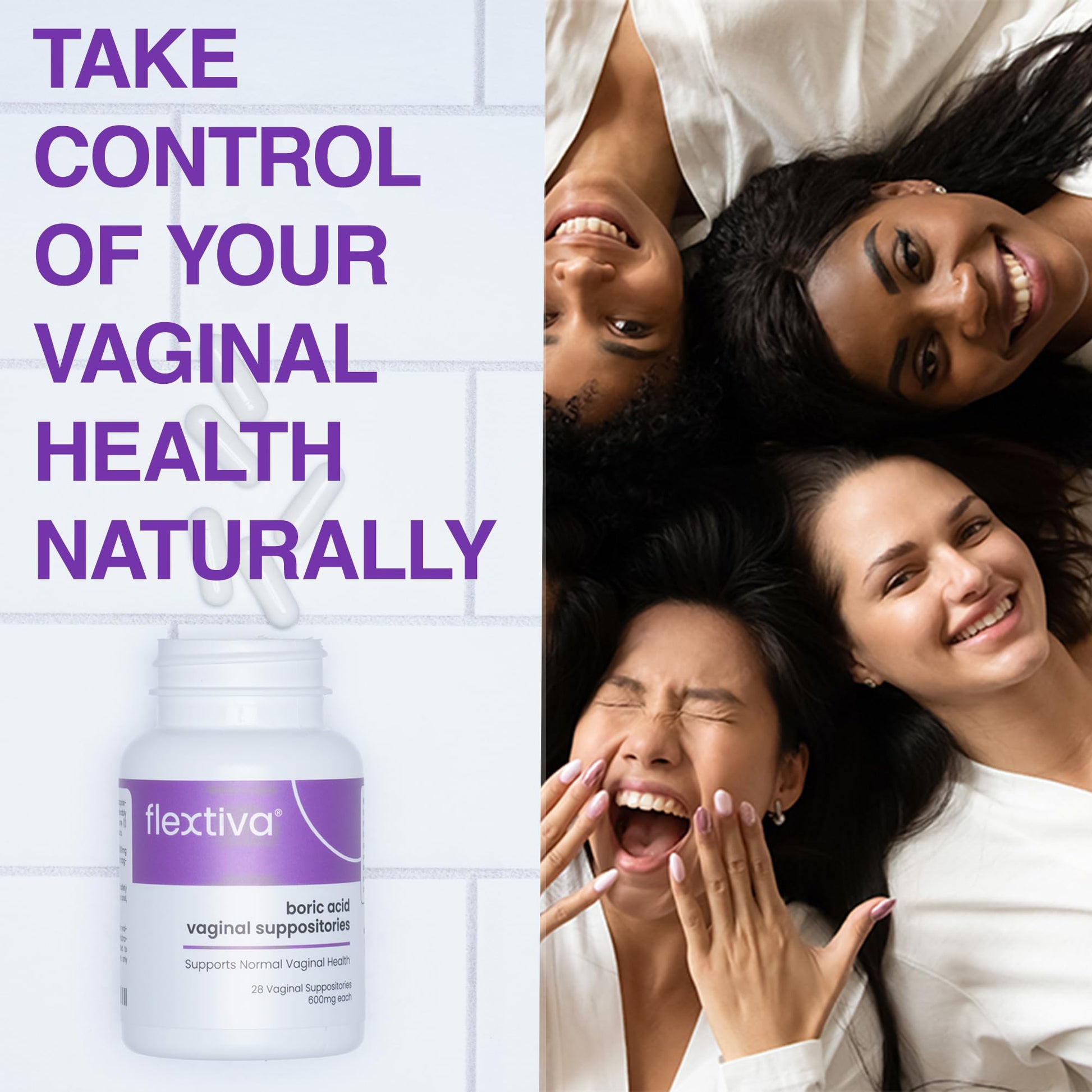 Flextiva Boric Acid Vaginal Suppositories - Boric Acid Pills for Women - Vaginal Health pH Balance for Women Flextiva uk supplements