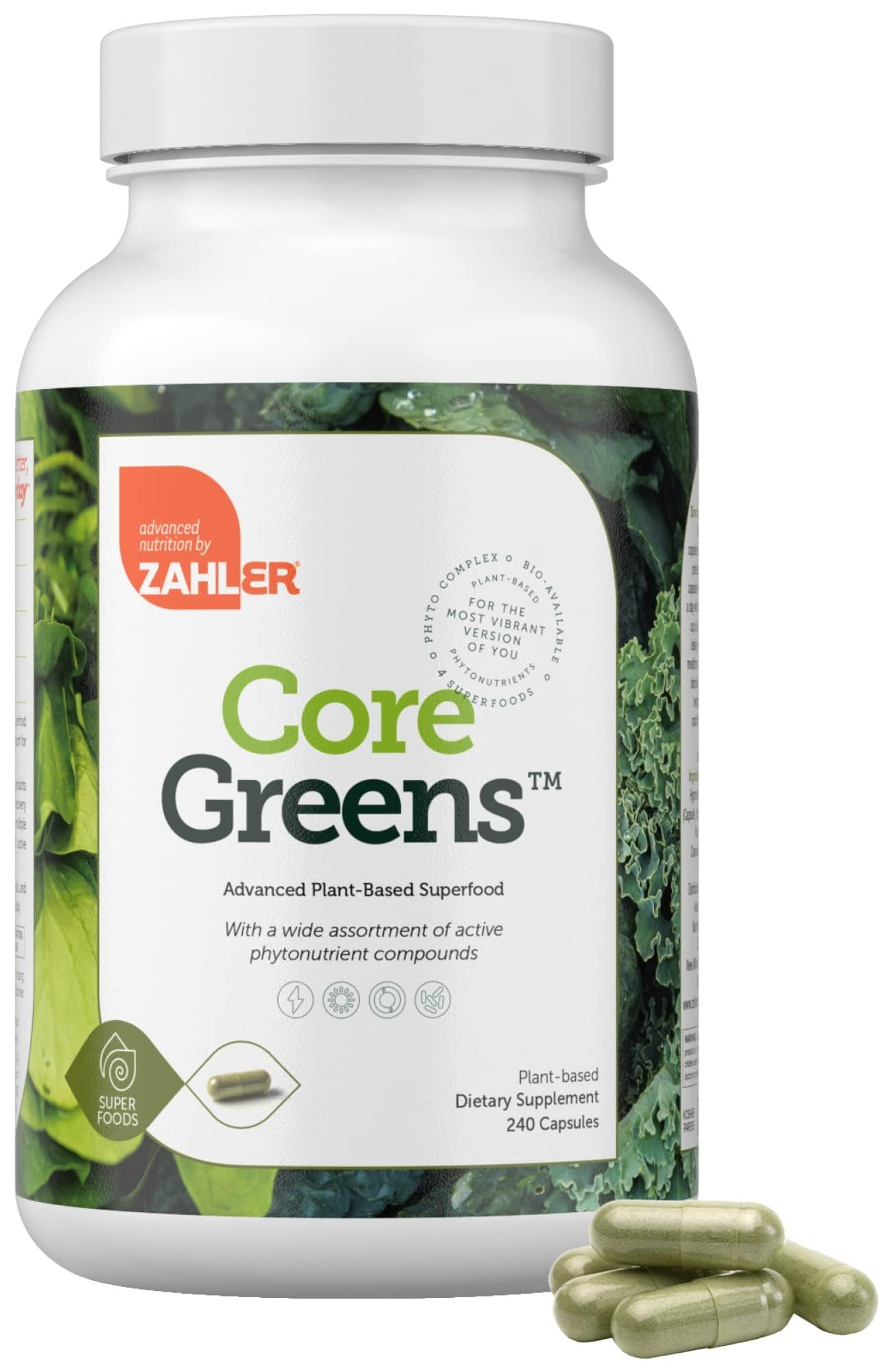 Zahler Core Greens, Superfood Greens Capsules, Super Greens with Spirulina, Chlorella, Spectra Blend and More, Kosher, 240 Capsule (240 Capsules) Zahler uk supplements