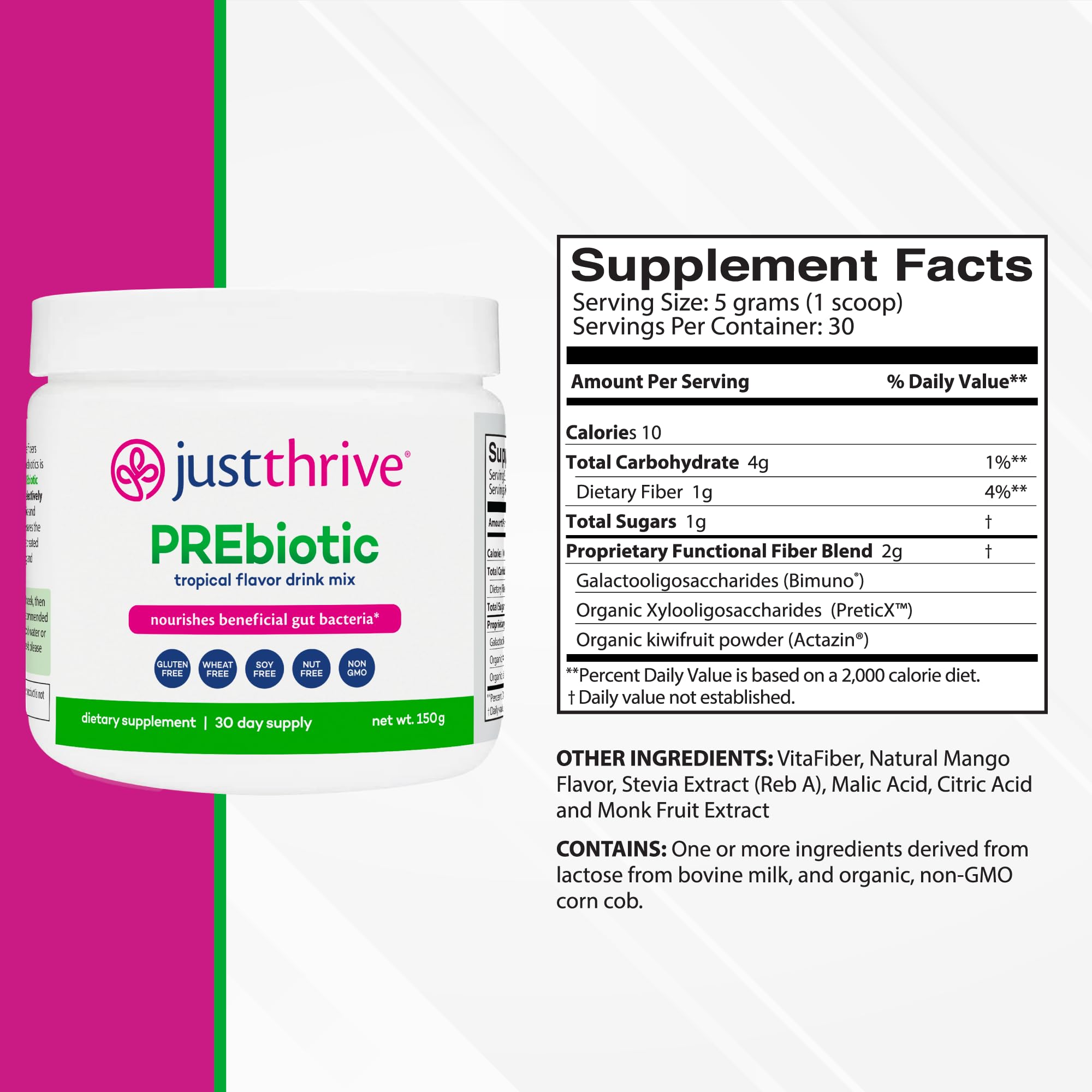 Just Thrive PREbiotic Powder - Digestive and Immune Support Supplement, 150 g Just Thrive uk supplements