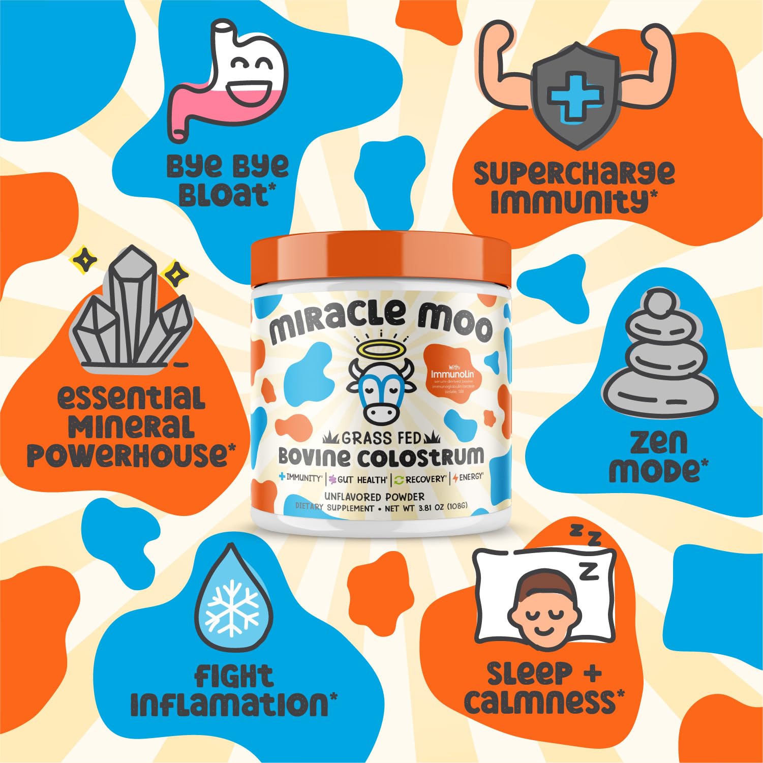 Colostrum Supplement for Gut Health, Hair Growth, Beauty and Immune Miracle Moo uk supplements