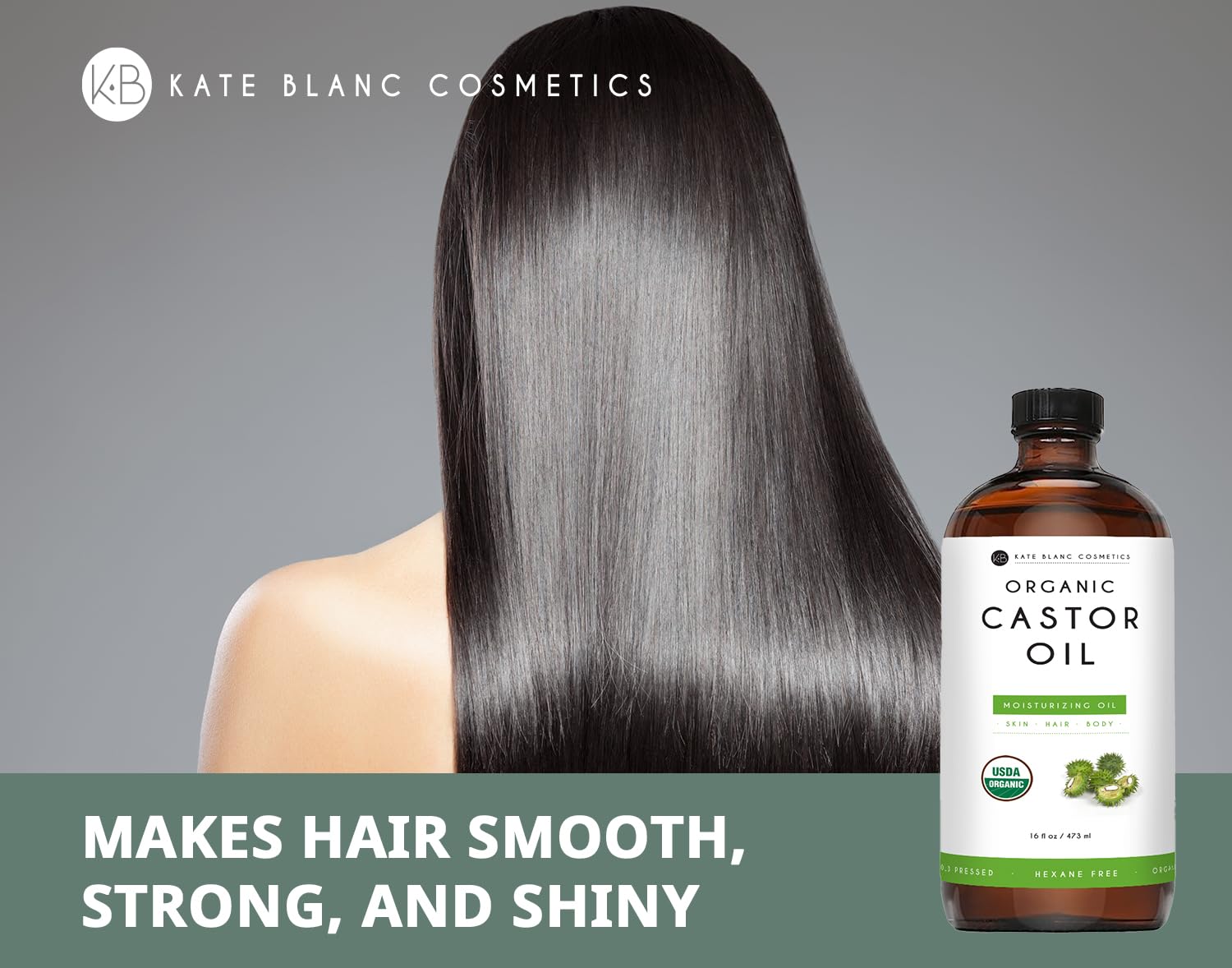 Kate Blanc Cosmetics Castor Oil Organic for Hair Growth & Body (16oz). 100% Pure Cold-Pressed Kate Blanc Cosmetics uk supplements