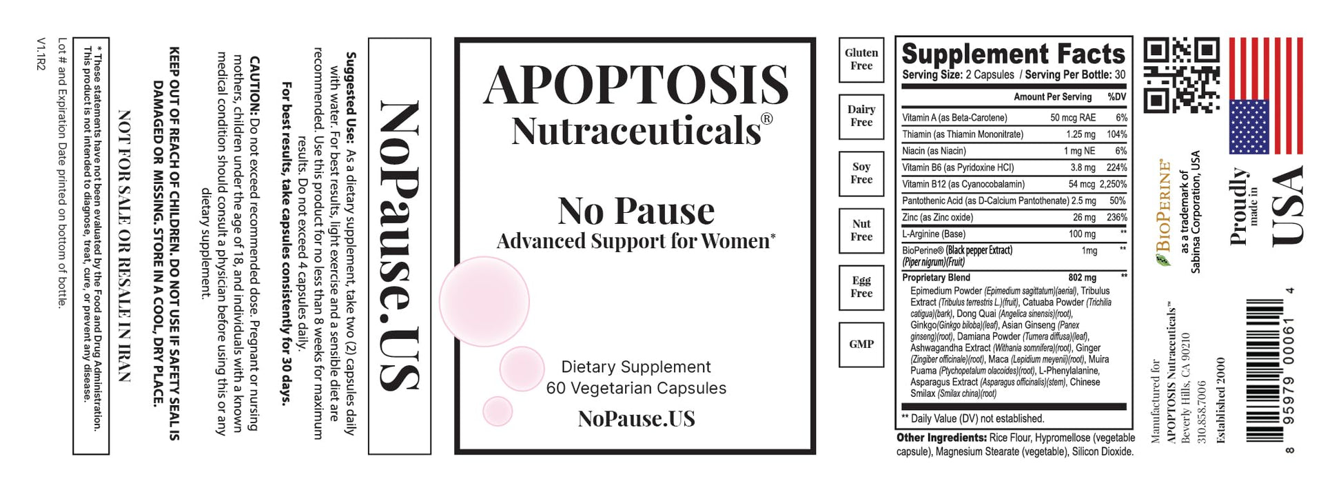 Apoptosis Menopause Supplement for Women – Supports Hot Flash Relief, Mood Balance, Energy & Vitality – with L-Arginine – 60 Capsules – Made in USA Apoptosis Nutraceuticals uk supplements