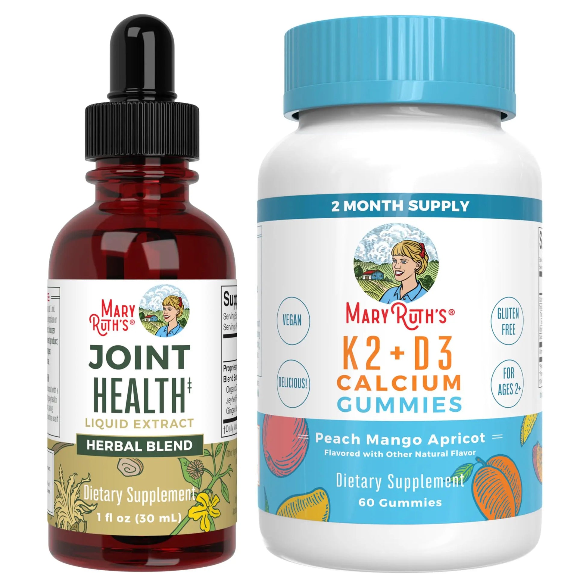 MaryRuth Organics Joint Health Liquid Drops & Vitamin K2+D3 Gummies (Peach Mango and Apricot) | Label Project Verified | Vitamins for Calcium, Joints, and Bone Support | Vegan, Non-GMO, Gluten Free MARYRUTH'S uk supplements