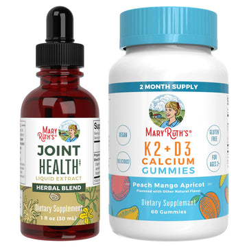 MaryRuth Organics Joint Health Liquid Drops & Vitamin K2+D3 Gummies (Peach Mango and Apricot) | Label Project Verified | Vitamins for Calcium, Joints, and Bone Support | Vegan, Non-GMO, Gluten Free MARYRUTH'S uk supplements