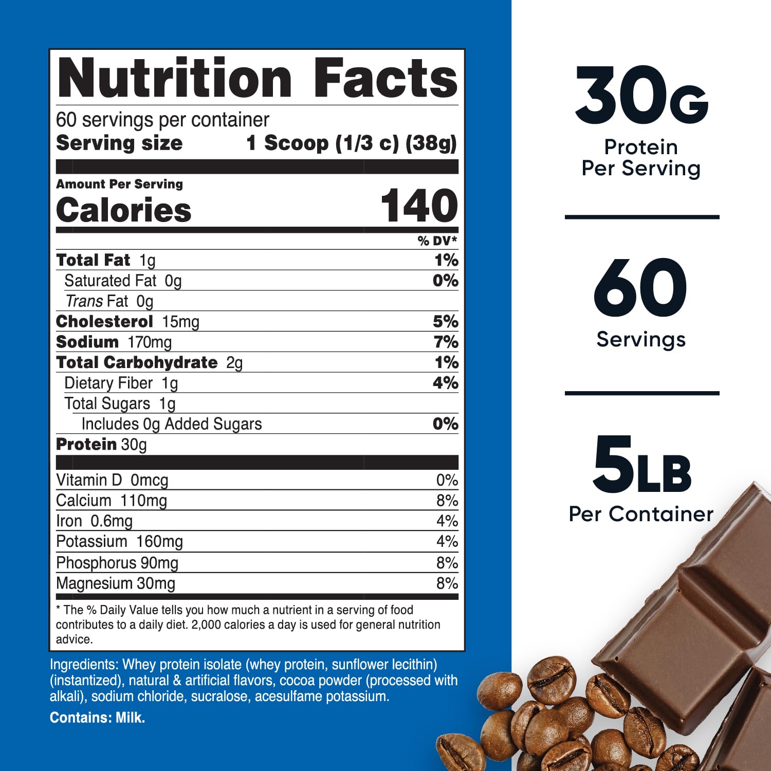 Nutricost Whey Protein Isolate (Mocha) 5LBS - Gluten Free & Non-GMO Nutricost uk supplements