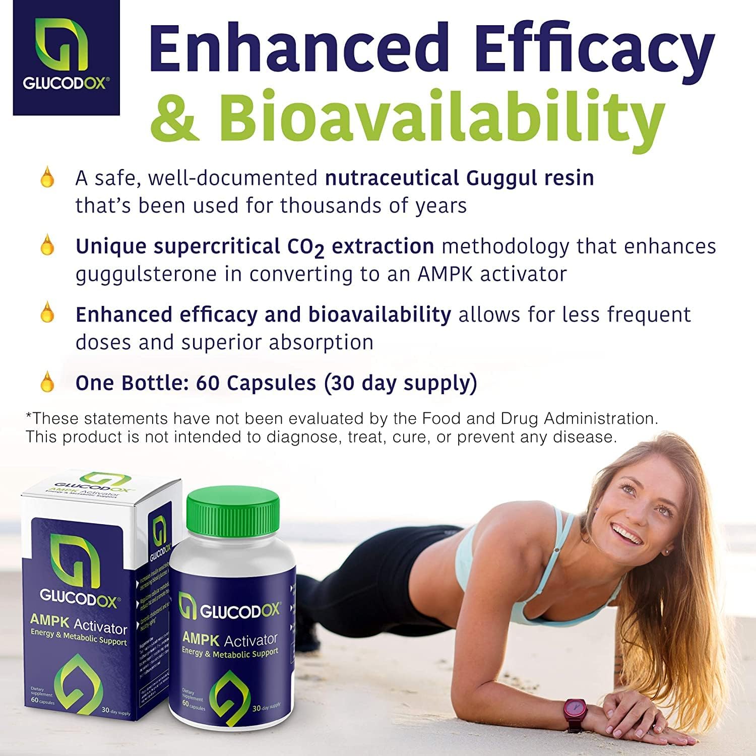 GlucodOX AMPK Activator Supplement – AMPK Enzyme, Metabolism Booster, Guggul Supplement for Body Management & Longevity – Vegan Metabolic Support - 30 Day Supply (60 Capsules) GlucodOX uk supplements