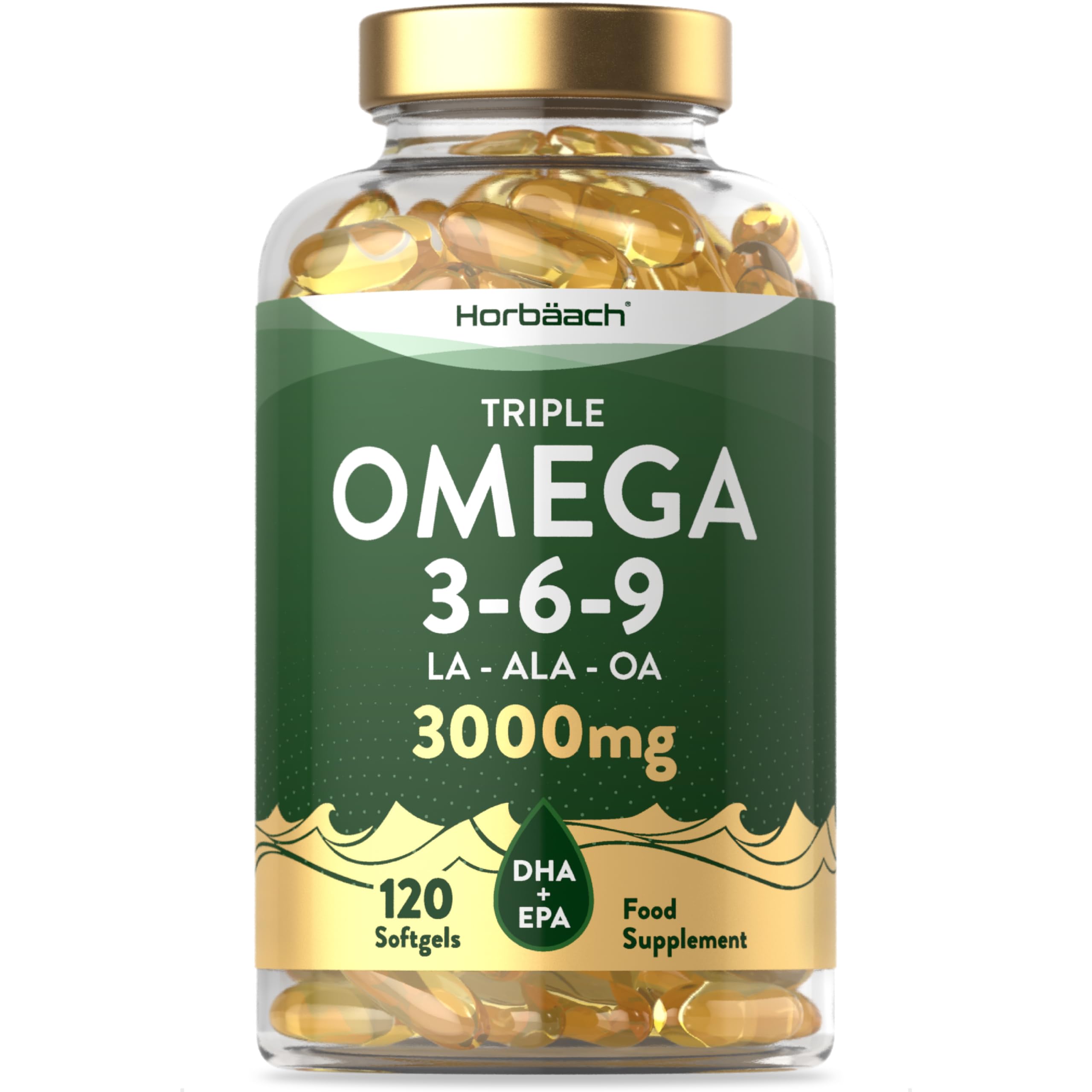 Omega 3 6 9 Capsules High Strength | 3000mg | 120 Softgels | Triple Omega 369 Horbäach uk supplements