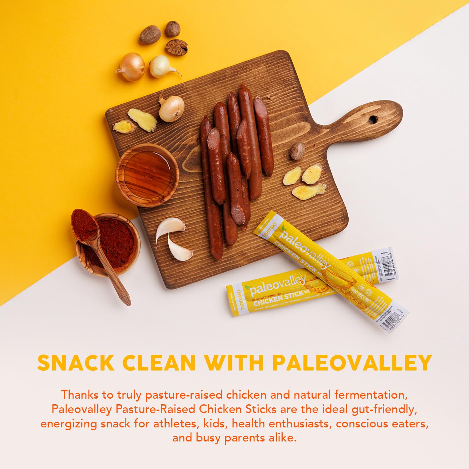 Paleovalley Pasture-Raised Chicken Sticks – 10 Pack – 7g Protein per Stick – Keto-Friendly, Paleo, Gluten-Free, Nitrate-Free – On-the-Go Snack (10 Pack, Teriyaki) Paleovalley uk supplements