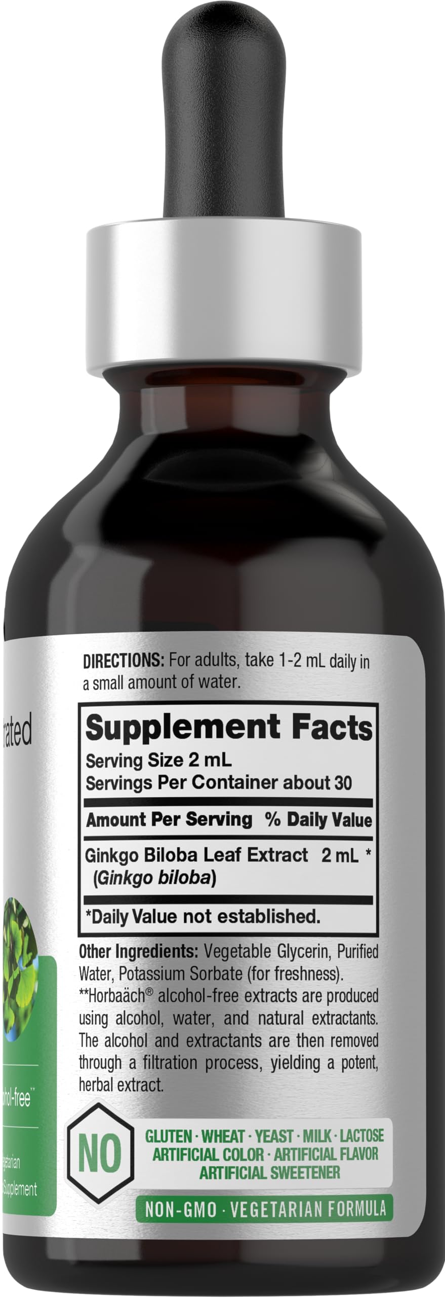 Ginkgo Biloba Extract Liquid 2 fl oz | Alcohol-Free Herb Supplement | Vegetarian Horbäach uk supplements