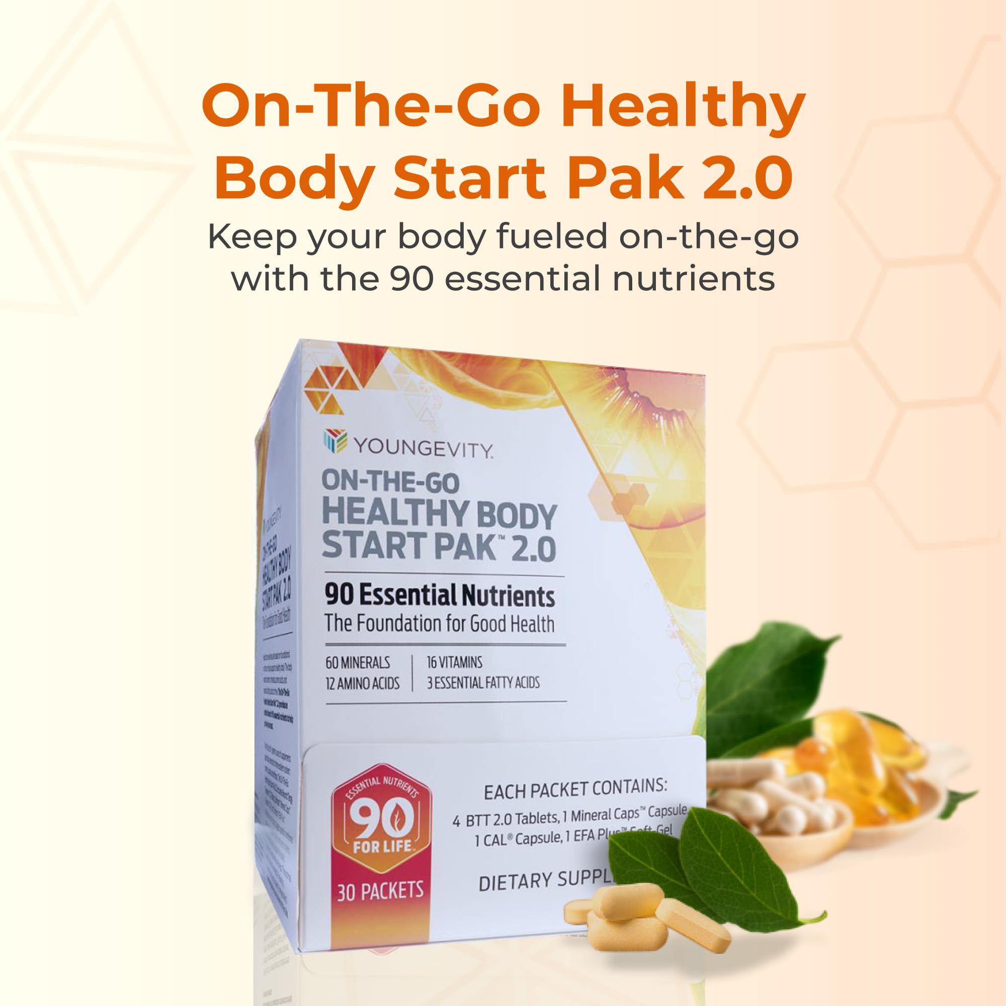 Youngevity On-The-Go Healthy Body Start Pak 2.0 - Includes Multi-Vitamins, Minerals, EFAs, & Amino Acids | 90 Essential Nutrients | 30-Day Supply Youngevity uk supplements