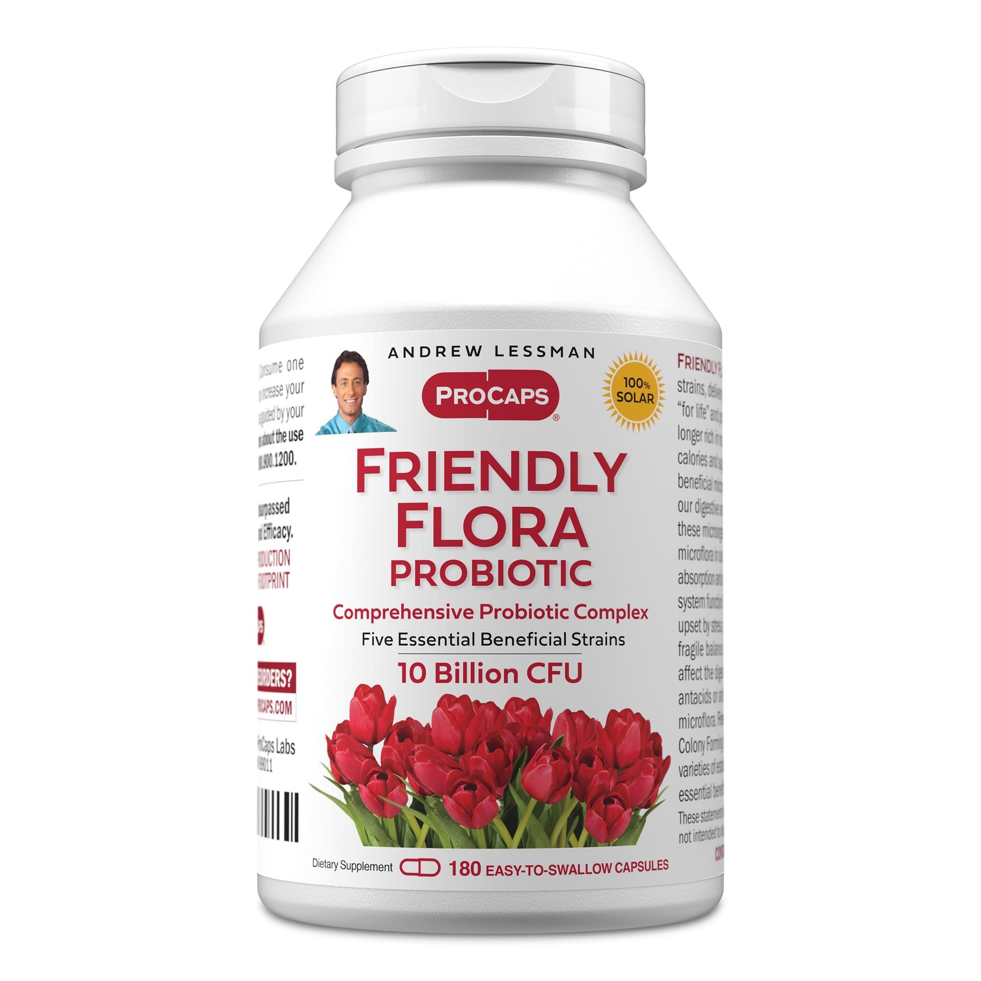 ANDREW LESSMAN Friendly Flora Probiotic 180 Capsules - 10 Billion CFU, Comprehensive Blend of Five Probiotic Strains, Powerful Immune and Digestive Support. Probiotics for Women or Men ANDREW LESSMAN uk supplements