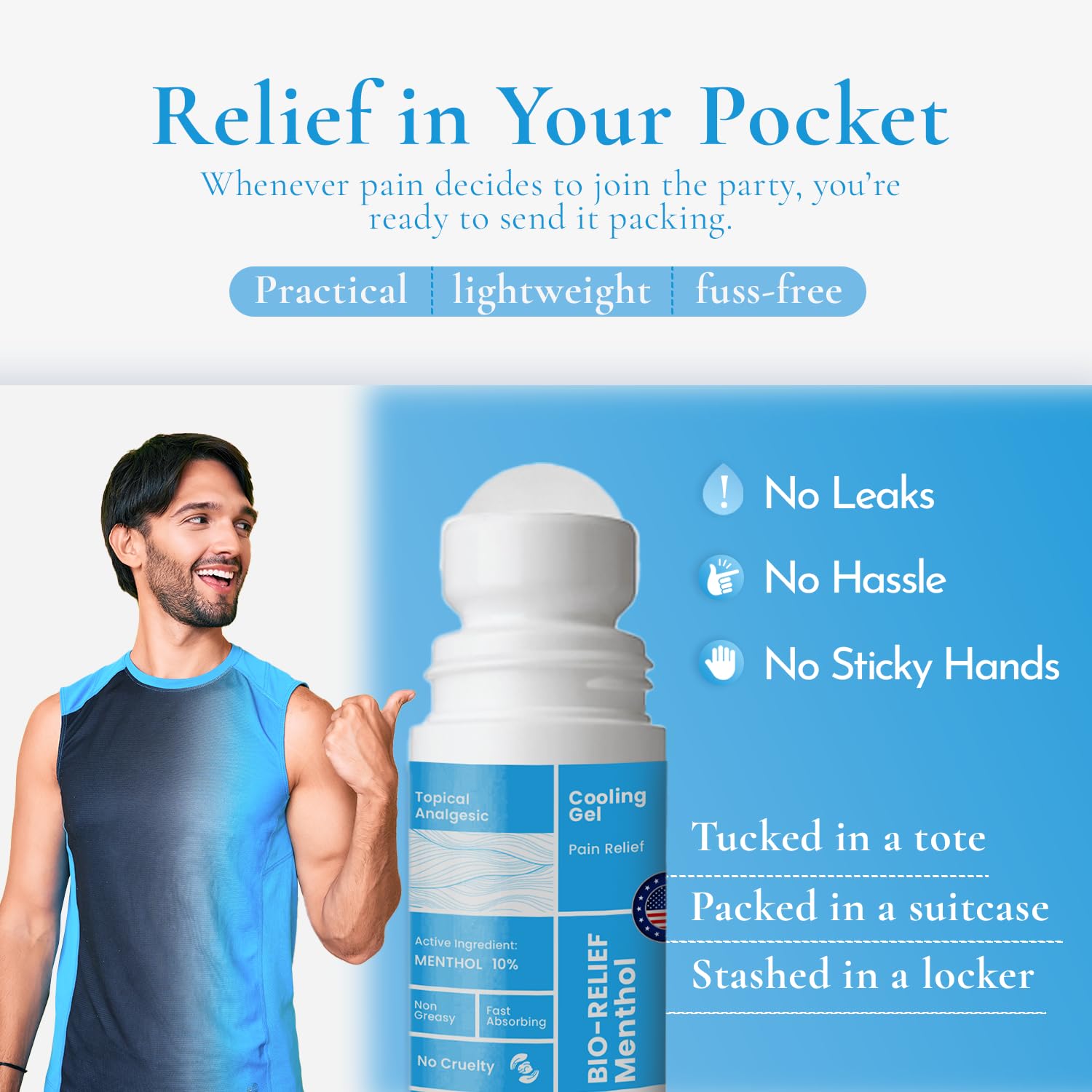 BIO-Relief Pain Roll On w 10% Menthol & Arnica | Highly Effective, Cool & Topical Pain Relief Extra Strength for Arthritis, Muscle, Joint, & Back - Easy Roll On Maximum Strength, Made in USA Scientific Solutions Global uk supplements