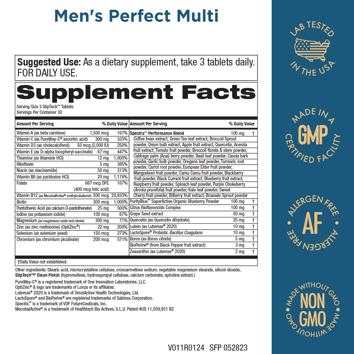 Purity Products Men's Perfect Multi from Vitamins, Minerals and Phytonutrients - Promotes Energy, Vitality and Stamina - Easy to Swallow - 90 Tablets Purity Products uk supplements