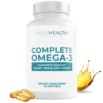 PUREHEALTH RESEARCH Complete Omega 3 Fish Oil Softgels - Omega-3 Fatty Acid Supplements- EPA DHA Supplement - Non-GMO- 90 Soft Gels PUREHEALTH RESEARCH uk supplements