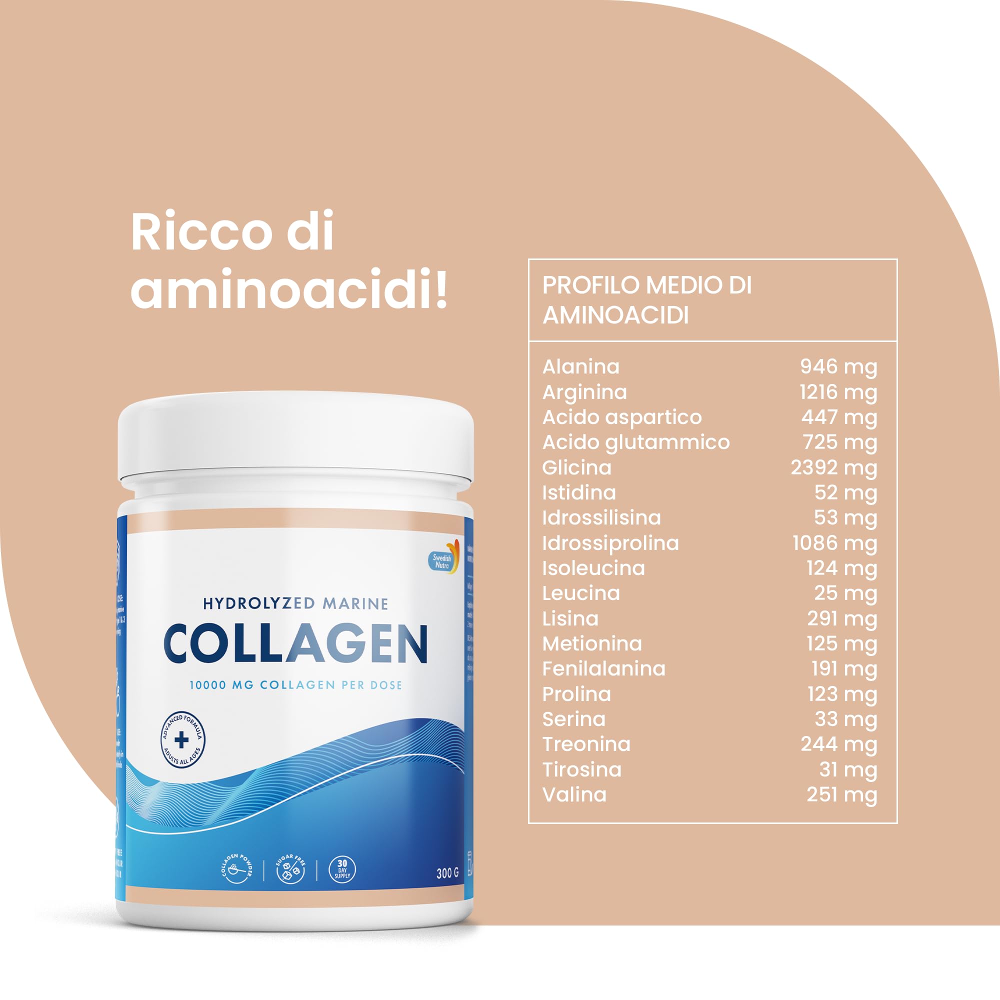 100% Marine Collagen Powder 300g I Pure Hydrolyzed Collagen Powder (Type I & III) Swedish Nutra uk supplements