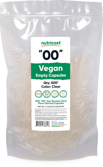 Nutricost Empty Capsules Size 00 Vegan - 500 Clear Empty Plant-Based Capsules - Kosher Certified, Halal Certified, Non-GMO, Soy Free, Gluten Free, Vegetarian Nutricost uk supplements