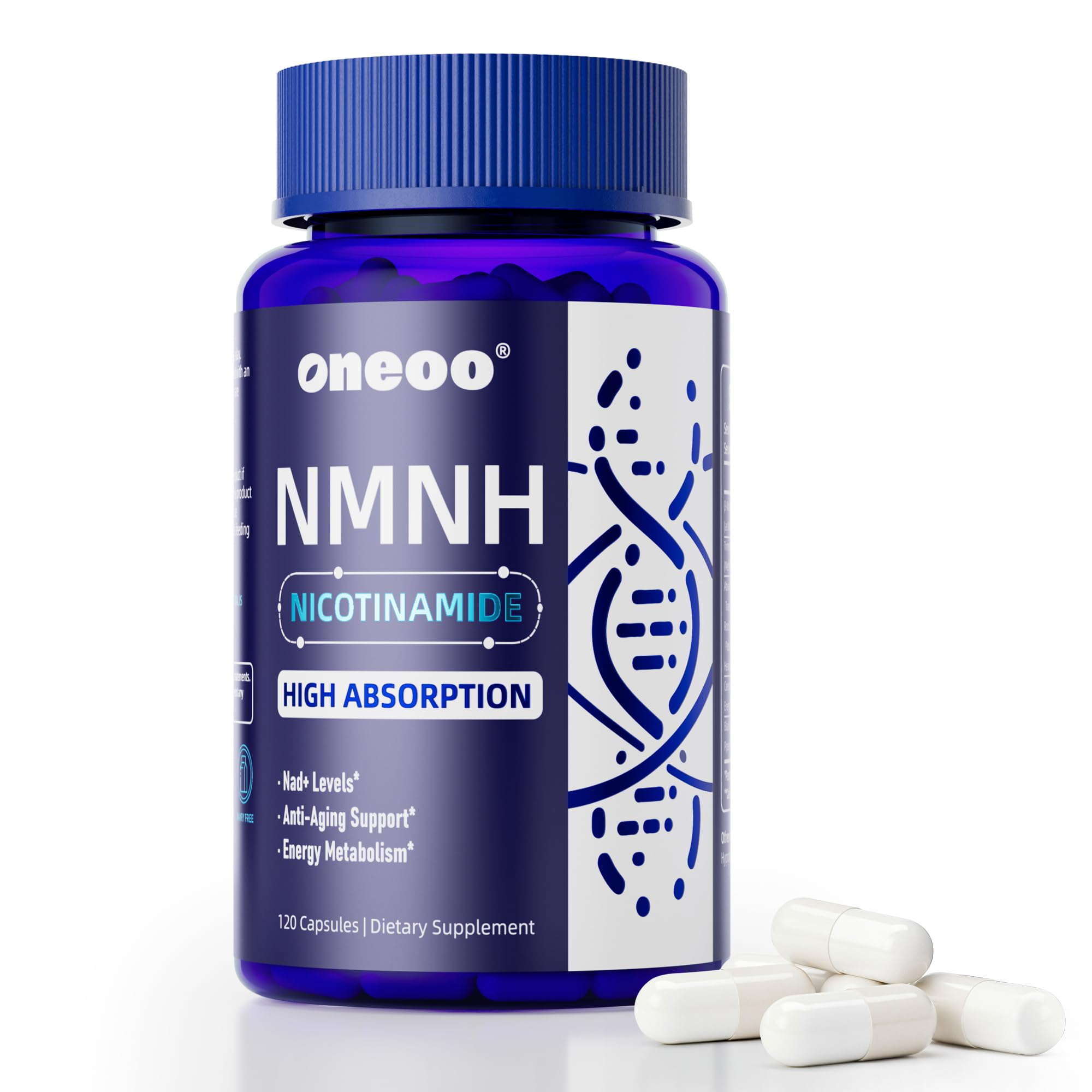 Oneoo NMNH Supplement with NAD Supplement Maximum Potency with Resveratrol & Pterostilbene, CoQ10 & Black Pepper, for Cellular Energy, Anti-Aging Support, Sirtuin Activation & Methylation Support, 120 Oneoo uk supplements