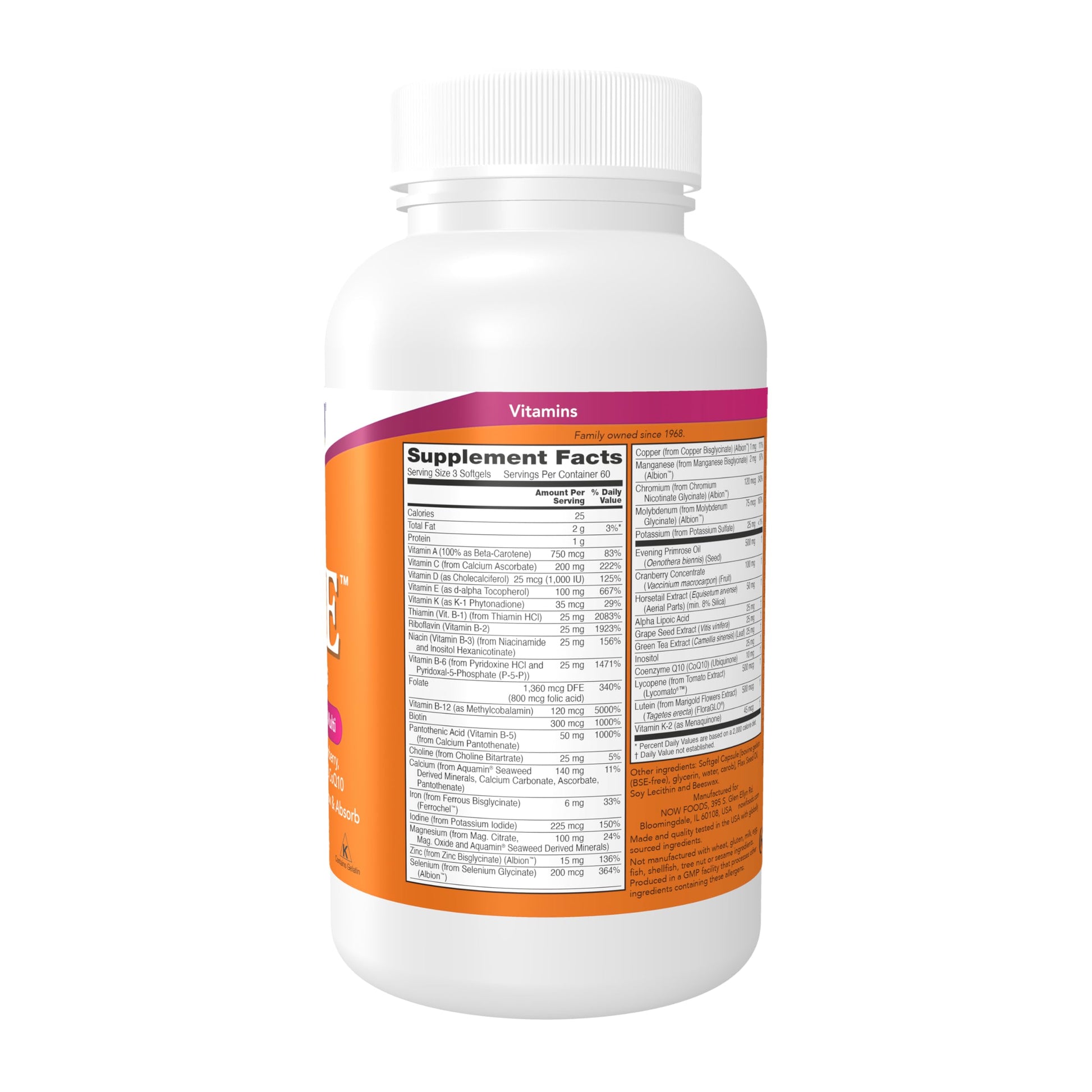 NOW Foods Supplements, Eve™ Women's Multivitamin with Evening Primrose, Cranberry, Green Tea, Horsetail Silica & CoQ10, 180 Softgels NOW Foods uk supplements
