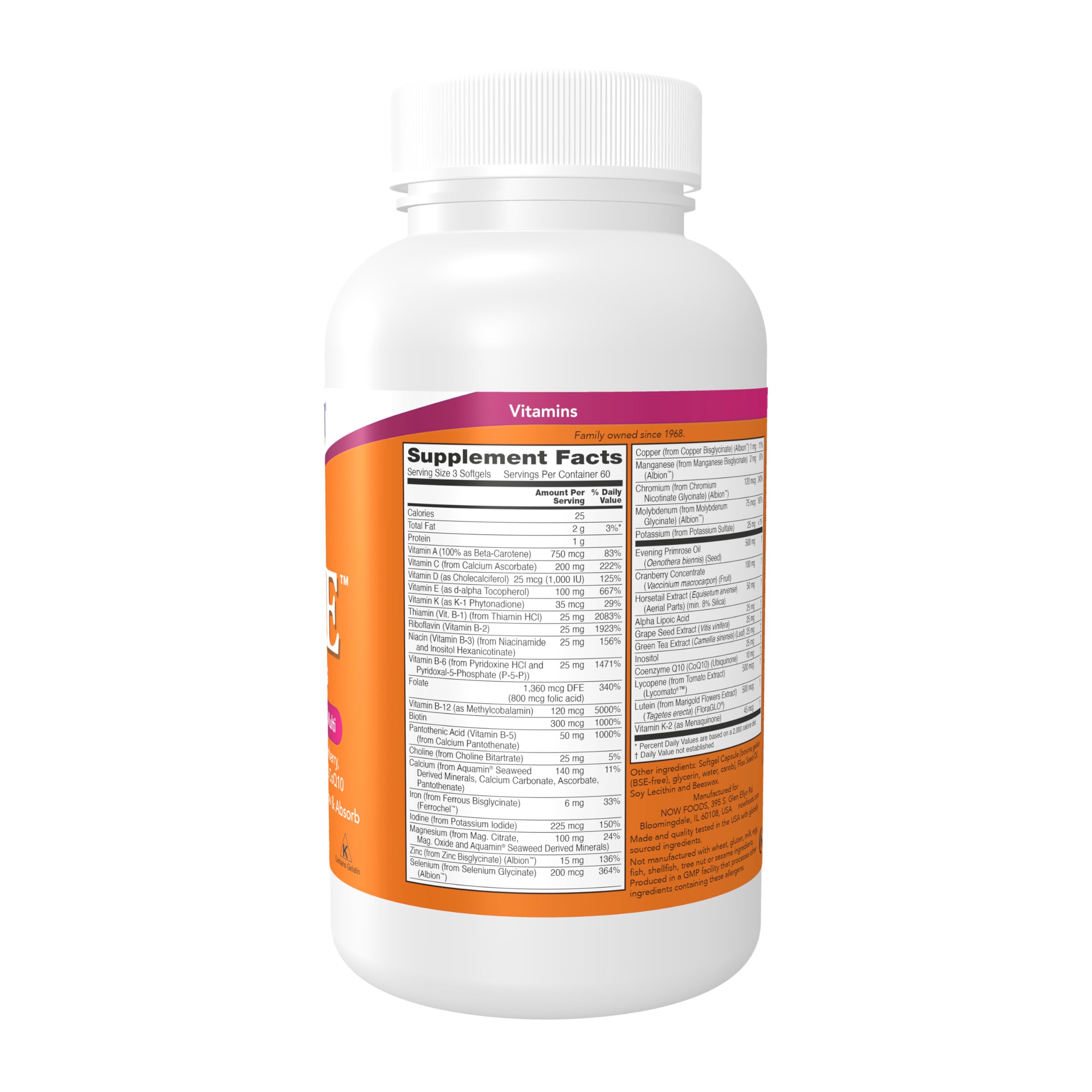 NOW Foods Supplements, Eve™ Women's Multivitamin with Evening Primrose, Cranberry, Green Tea, Horsetail Silica & CoQ10, 180 Softgels NOW Foods uk supplements
