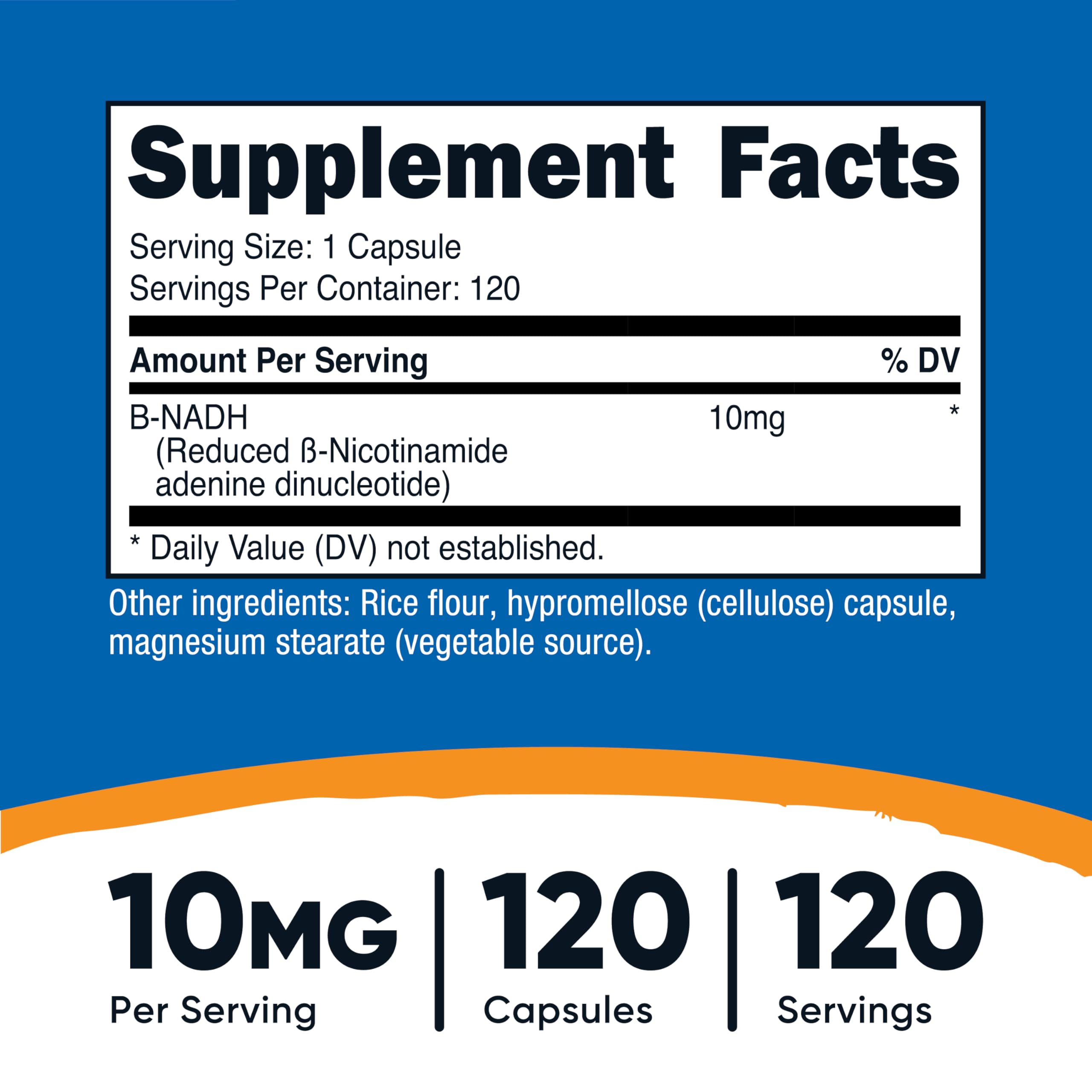 Nutricost NADH 10mg Per Serving 120 Capsules - B-Nicotinamide Adenine Dinucleotide, Vegan, Gluten-Free Nutricost uk supplements