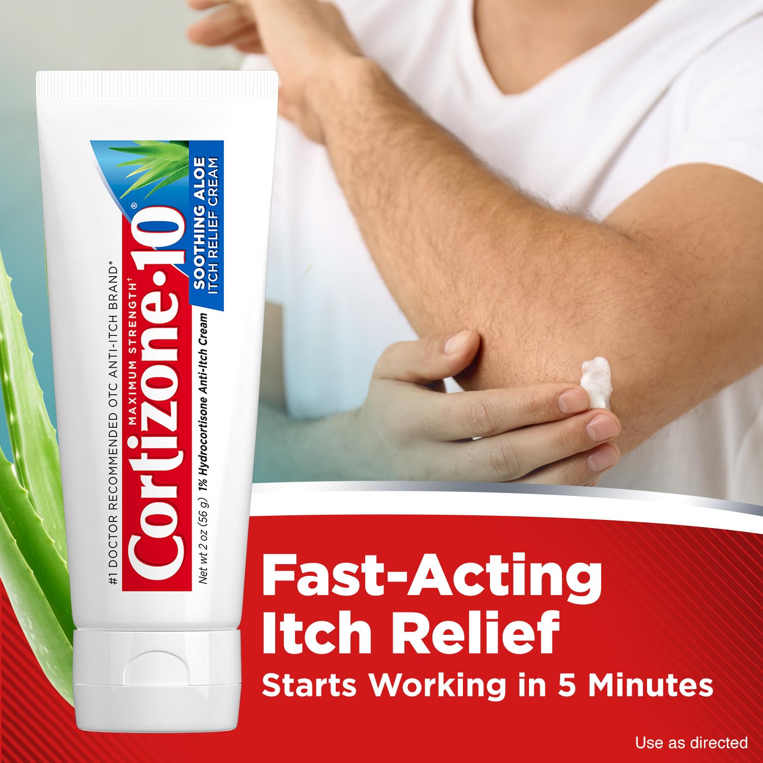 Cortizone-10 Maximum Strength Soothing Aloe Itch Relief Cream, 1% Hydrocortisone, Fast-Acting, Anti-Itch Cream for Bug Bites, Rash, Eczema, Psoriasis, Poison Ivy, Oak, Sumac & More, 2 oz Cortizone 10 uk supplements