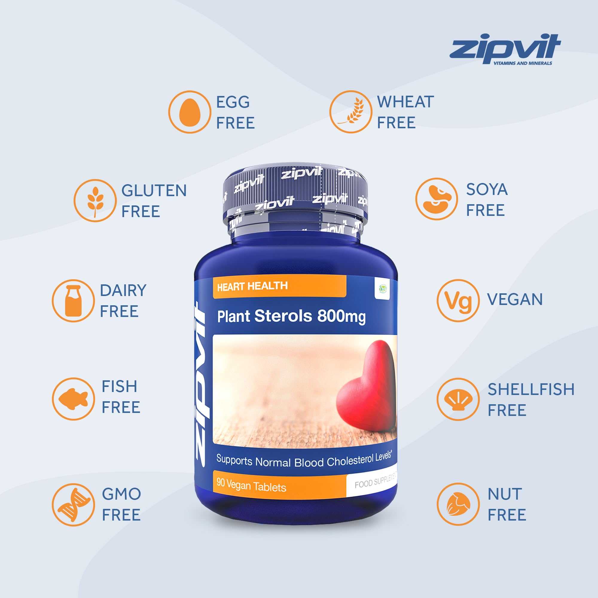 Plant Sterols High Strength 800mg, 90 Vegan Tablets, Supports and Helps Lower Zipvit uk supplements