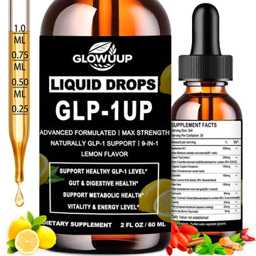 GLP-1 Supplement for Women & Men, 9-in-1 Naturally GLP-1 Support w. Berberine HCI Cyelon Cinnamon Green Tea Eriocitrin, GLP1 for Gut Digestion Metabolic, GLP-1 Drops 6X Stronger Than Capsules GLOVVUUP uk supplements