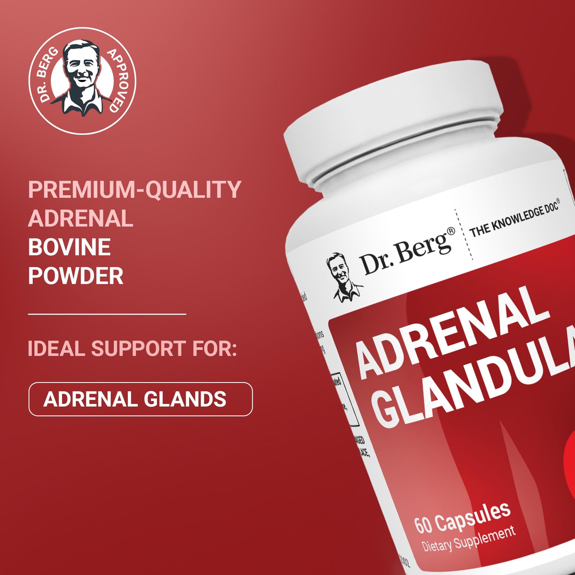 Dr. Berg Adrenal Glandular - Hormone Balance Formula That Supports Healthy Adrenal Function - Adrenal Support Supplement - 60 Capsules Dr. Berg Nutritionals uk supplements