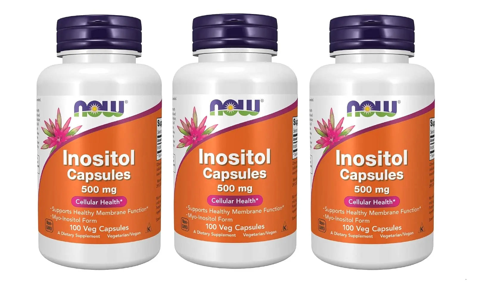 NOW Foods Foods Inositol 500mg,100 Capsules (Pack of 3) NOW Foods uk supplements