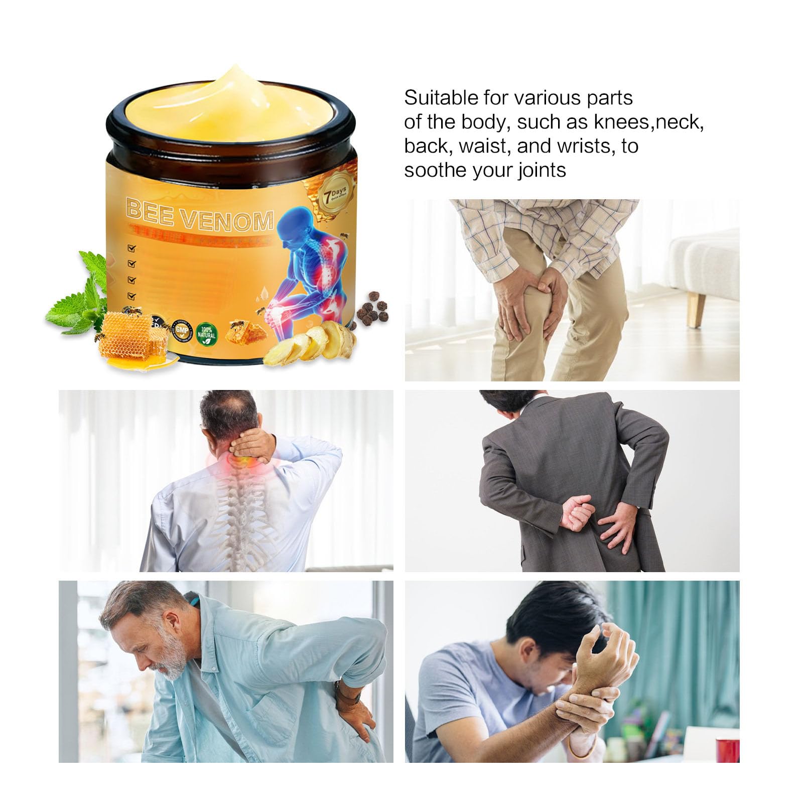 2 Pcs Bee Venom Joint Treatment Cream, Throughout Release Joint Activities Muscle and Massage Relief Gel. Yaper uk supplements