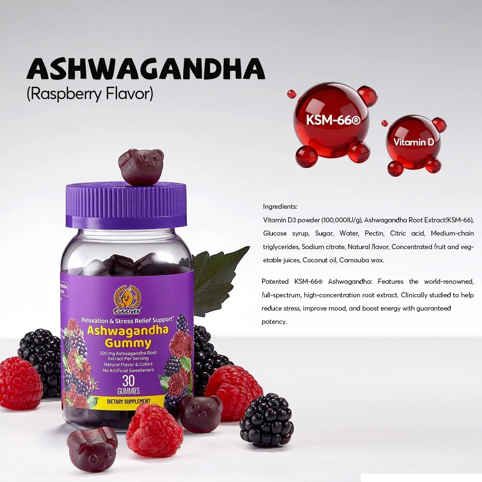 Women's Multivitamin Gummy Pack, 3 Support for Hair Skin Nails Sleep Daily Health, Vitamins A, D, C, E, Biotin, Ashwagandha SUNGIVEN uk supplements