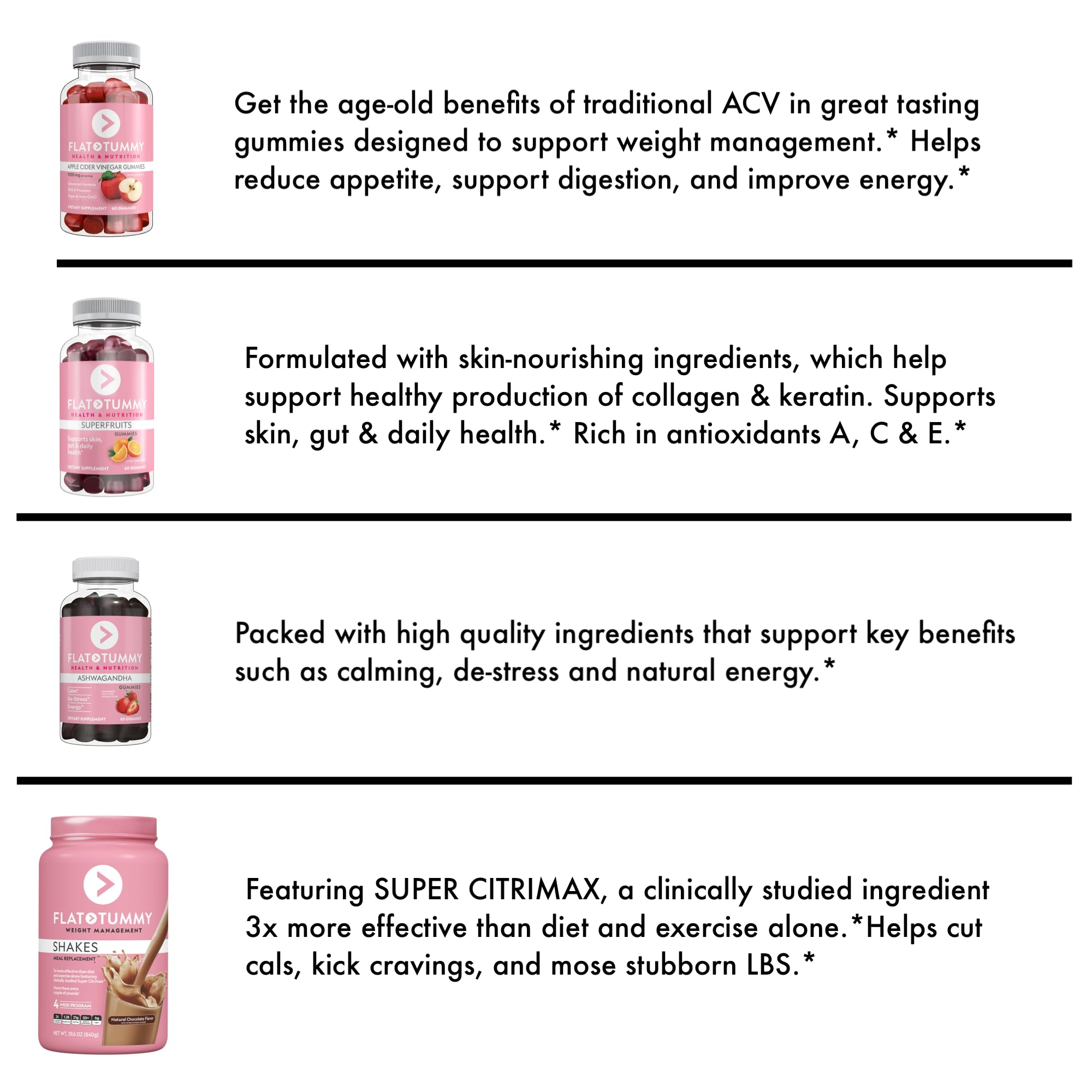 Flat Tummy Gummies Bundle with Apple Cider Vinegar Gummies, Superfruits Gummies Flat Tummy Tea uk supplements