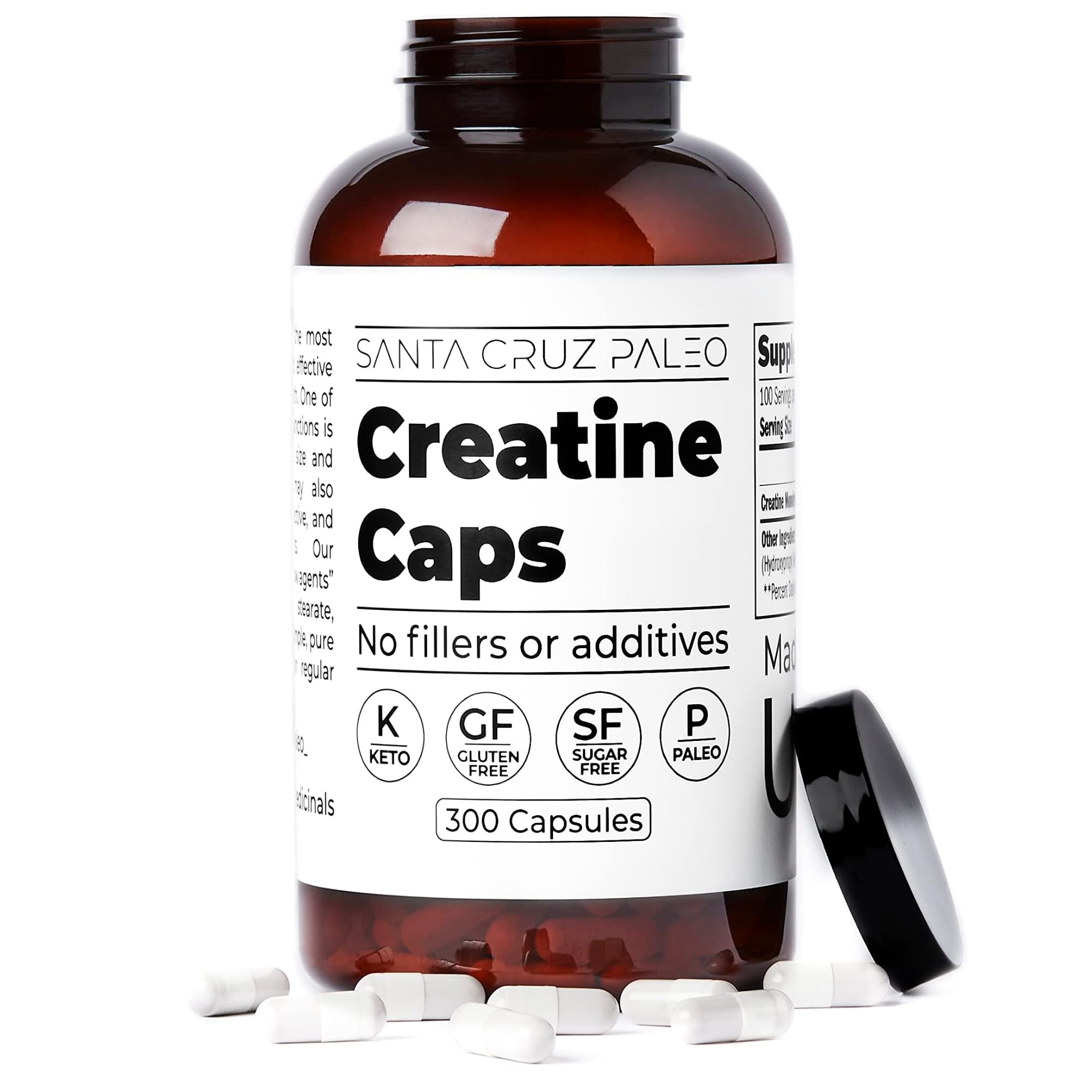 Santa Cruz Paleo Creatine Capsules, Supports Muscle Growth & Energy, Gluten Free, Keto, Sugar Free, Paleo, No Fillers or Additives, Creatine Monohydrate Pills, Santa Cruz Paleo uk supplements