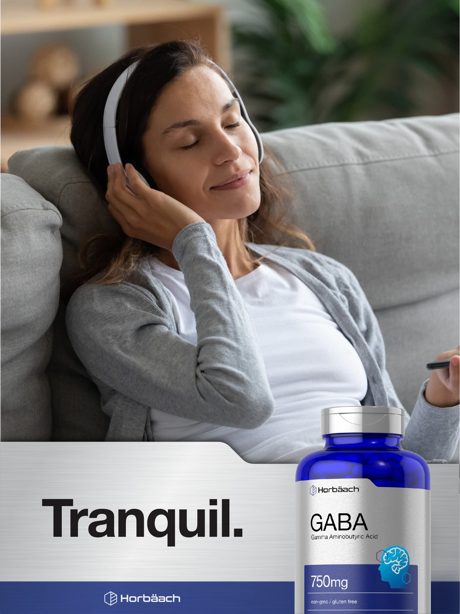GABA 750mg | 180 Capsules | Gamma Aminobutyric Acid Supplement Horbäach uk supplements