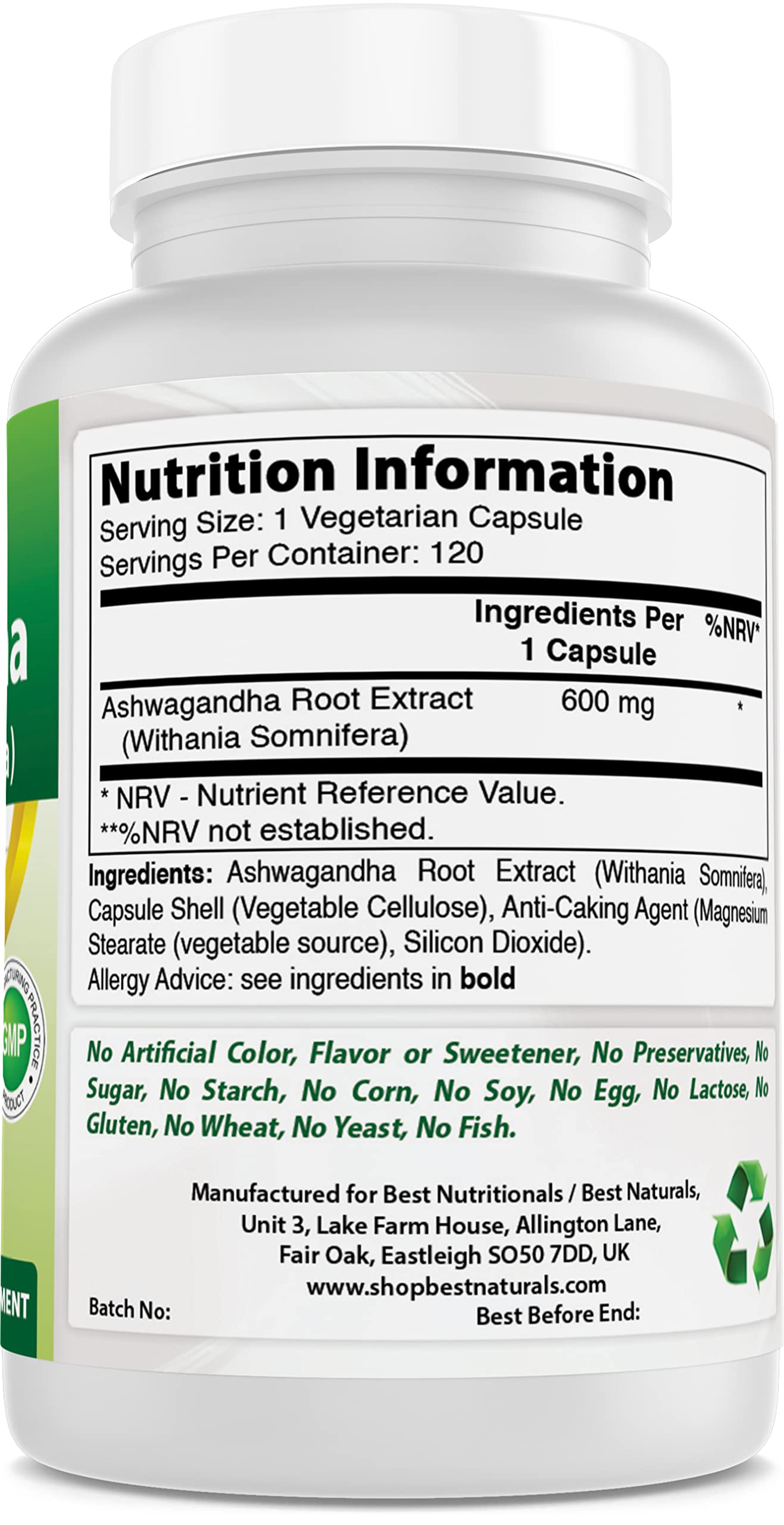 Best Naturals Ashwagandha Capsules for Relaxing Stress and Mood, 500 mg, 120 Count (Packaging may vary) Best Naturals uk supplements