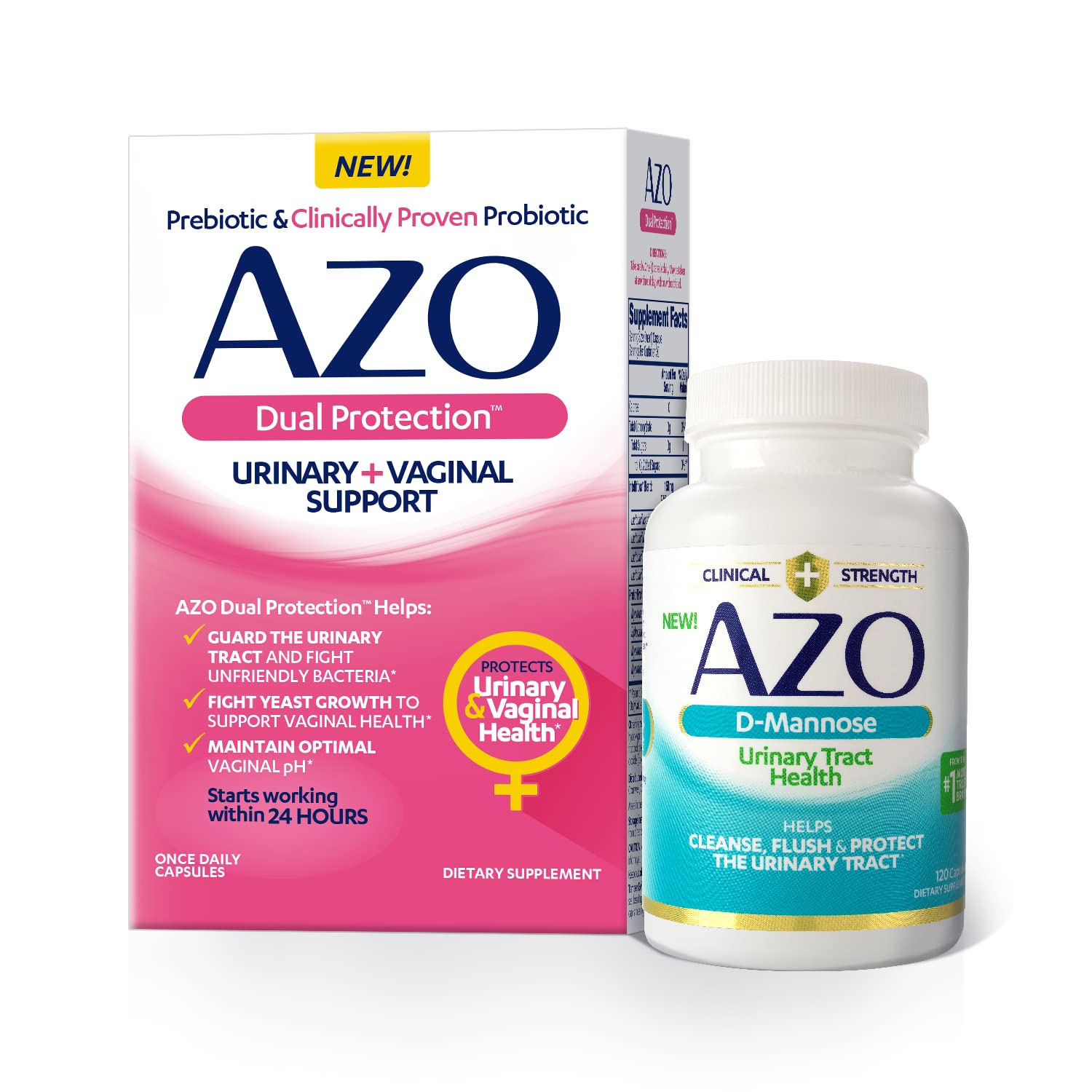 AZO Dual Protection, Urinary + Vaginal Support, Prebiotic Plus Clinically Proven Women’s AZO uk supplements