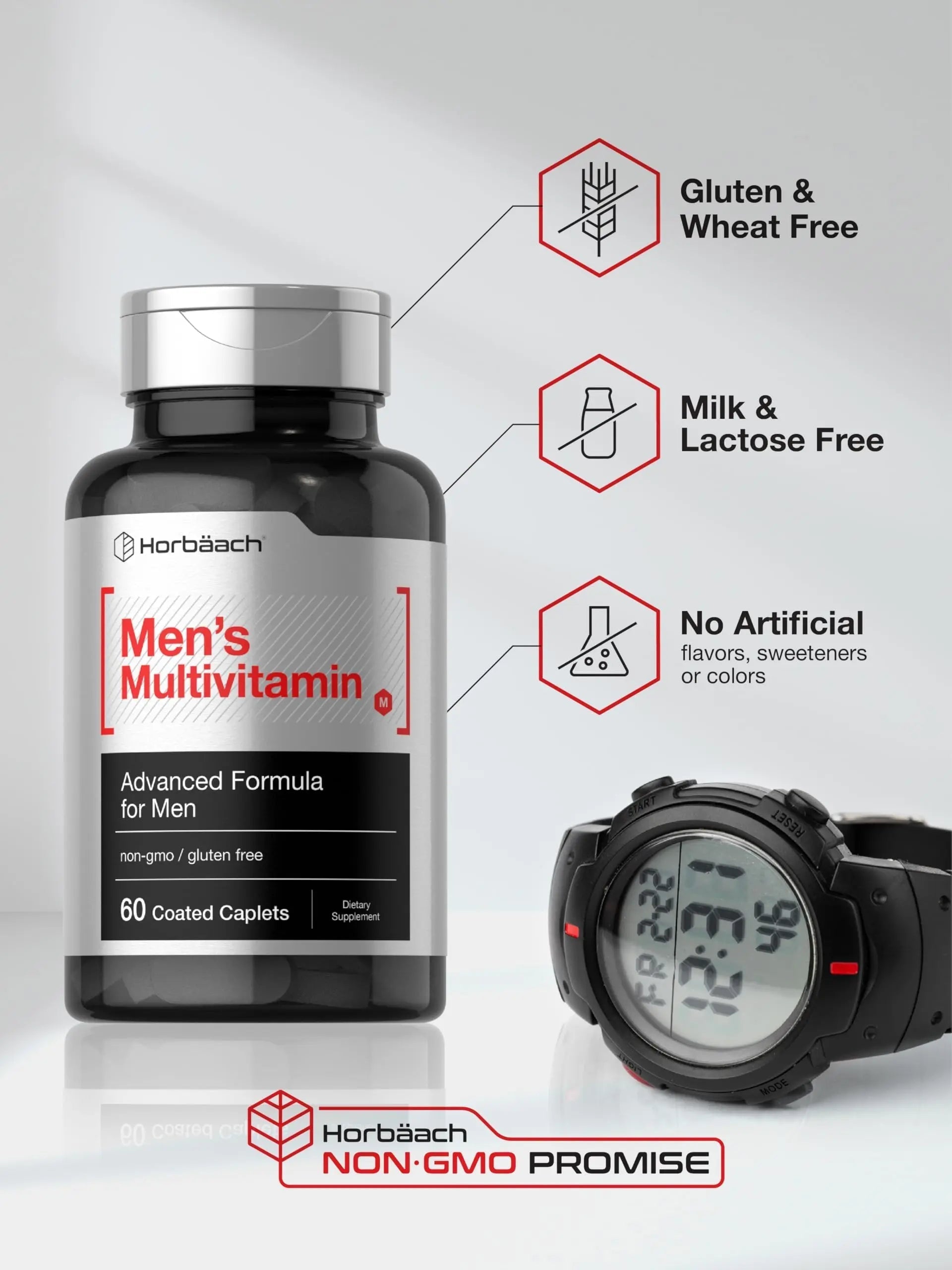 Horbäach Mens Multivitamin | 60 Caplets | Advanced Formula | with Vitamin C, D, Magnesium, Minerals & More | Horbäach uk supplements