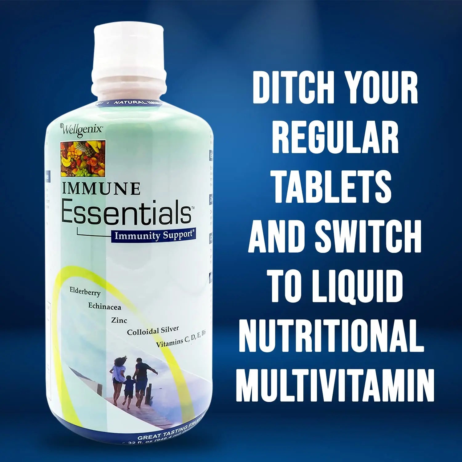 Wellgenix Immune Essentials - Multivitamin Liquid for Men, Women & Kids - Vegan Supplement with Vitamins C, D Elderberry Zinc Wellgenix uk supplements