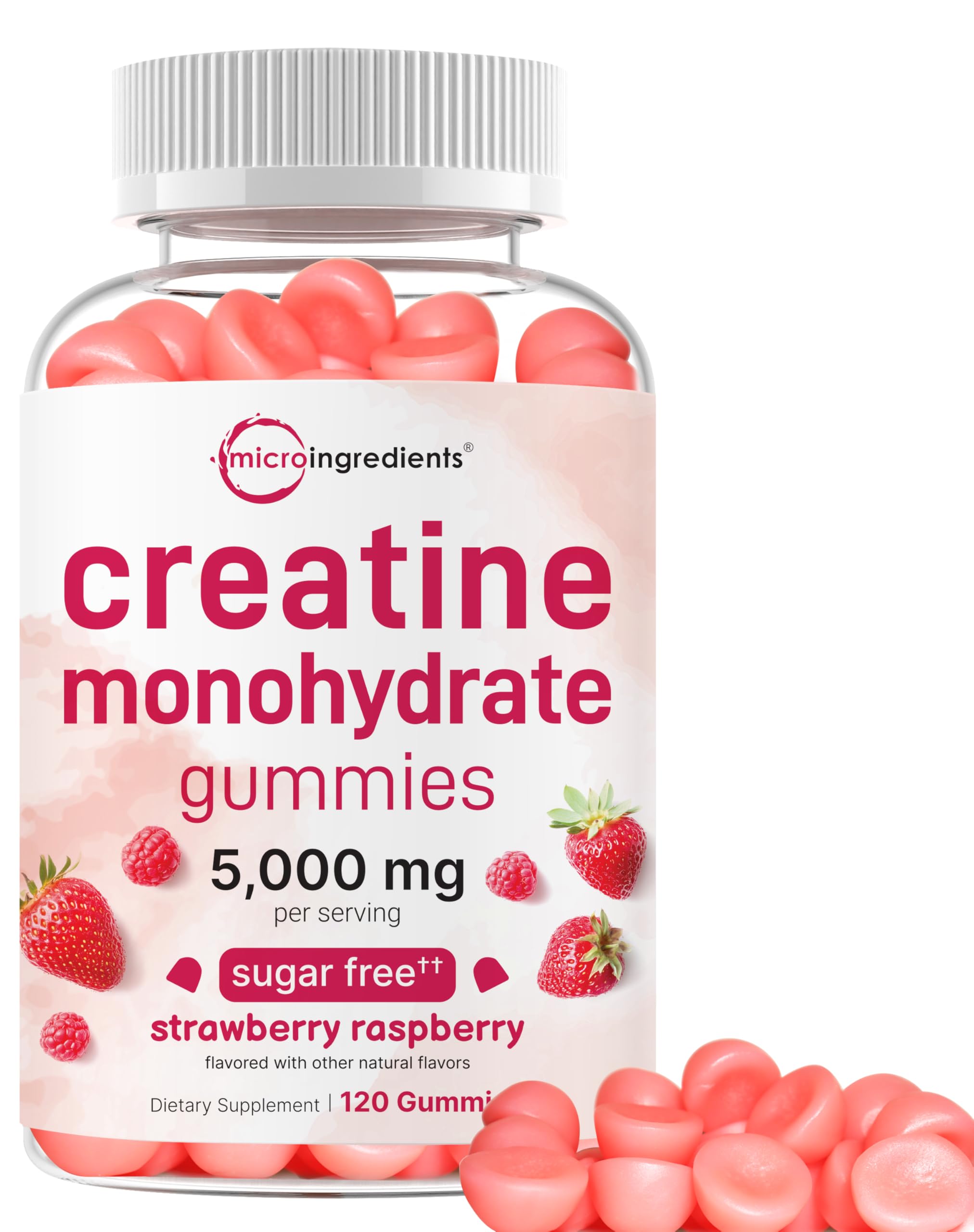 Creatine Monohydrate Gummies 5,000mg Per Serving, 120 Count | Sugar Free Strawberry Raspberry Flavored | Creatine for Women & Men | Pre Workout + Muscle Strength & Recovery Support | Non-GMO Micro Ingredients uk supplements