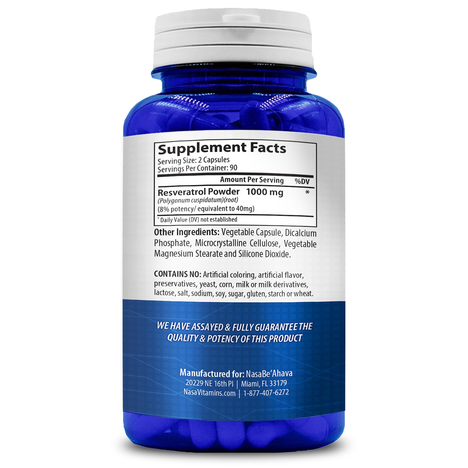 NASA Beahava 100% Pure Resveratrol - 1000mg Per Serving Max Strength (180 Capsules) NasaBeahava uk supplements