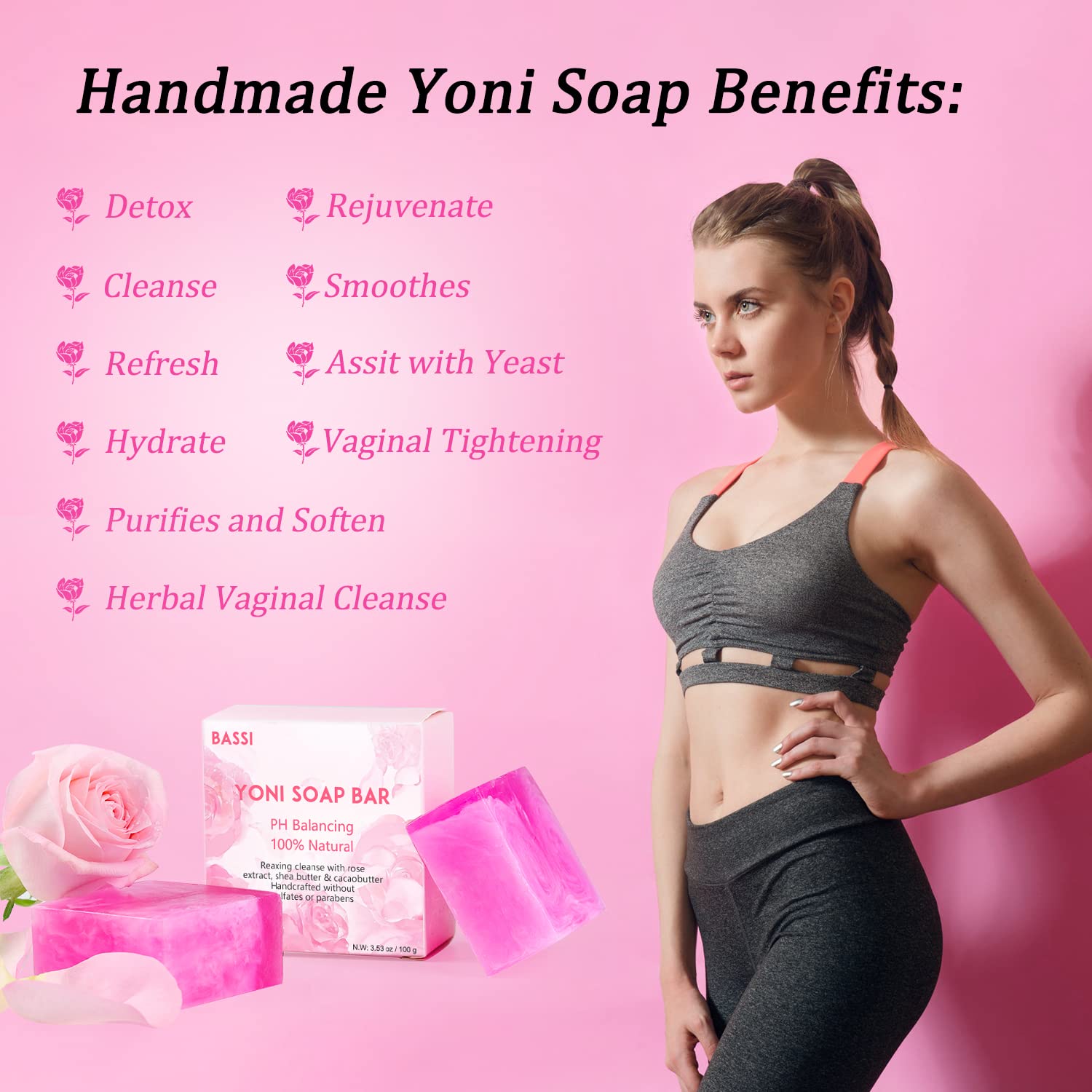 Yoni Soap Bars Vaginal Wash 2 PCS, 100% Natural Organic Yoni Bar Soap for Women Ph Balance Yoni BASSI uk supplements
